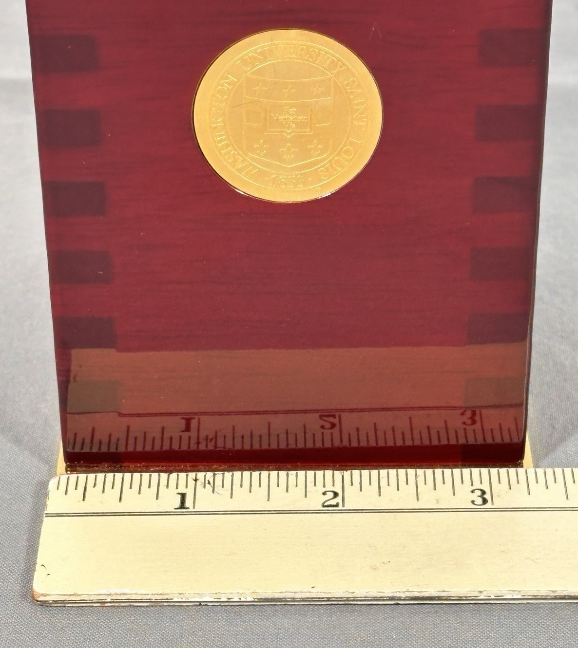 Washington University St Louis Desk Pencil Holder Wood Brass Tone Office Cup