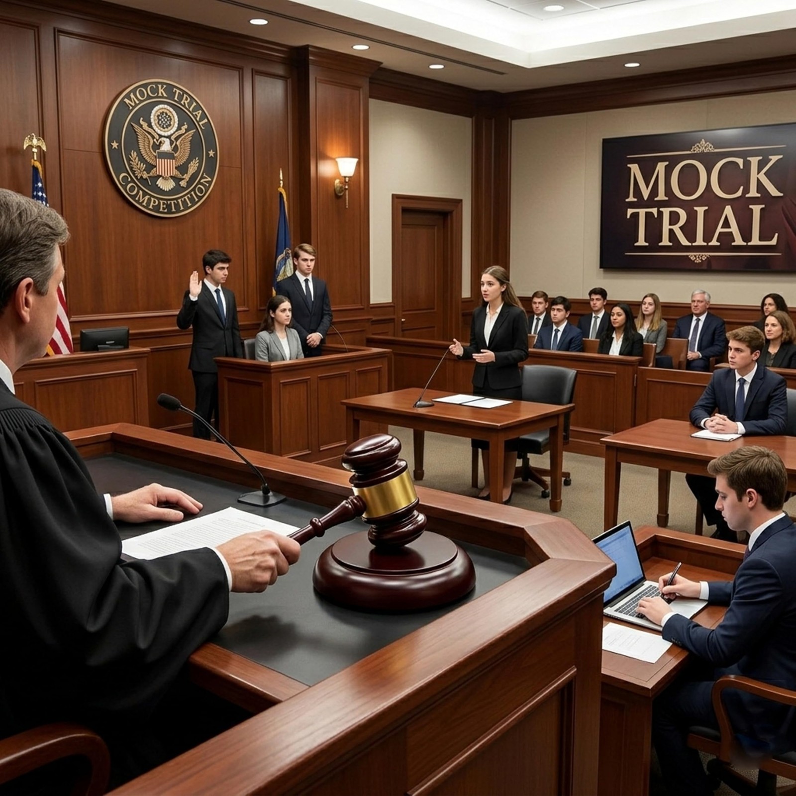 Apexstone Wooden Gavel with Block Set, Standard, Dark Red