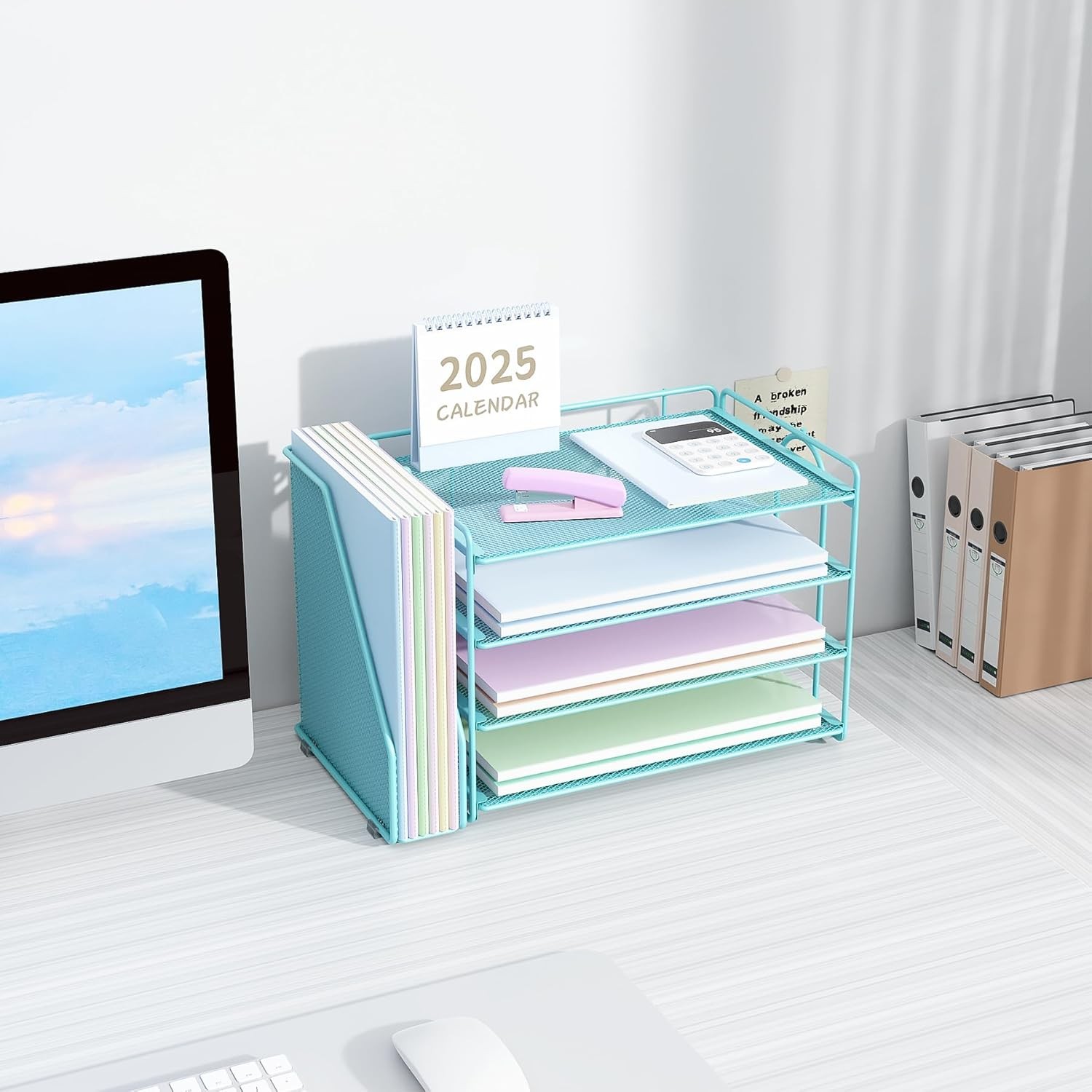 Spacrea Desk Organizers and Accessories, Paper Organizer for Desk with File