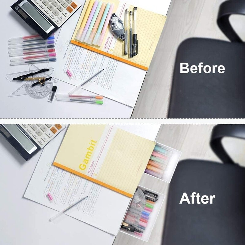 Under Desk Drawer Organizer 2 Pack Slide Out Pencil Holder Space Saver Storage