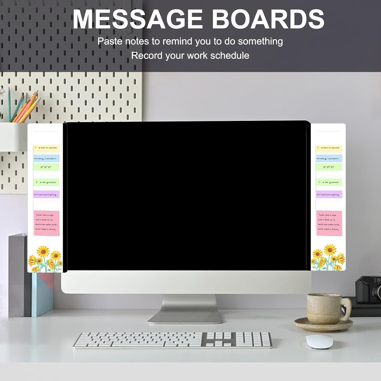 2pcs Monitor Memo Board, Transparent Computer Side Panel for Office Desk Notes