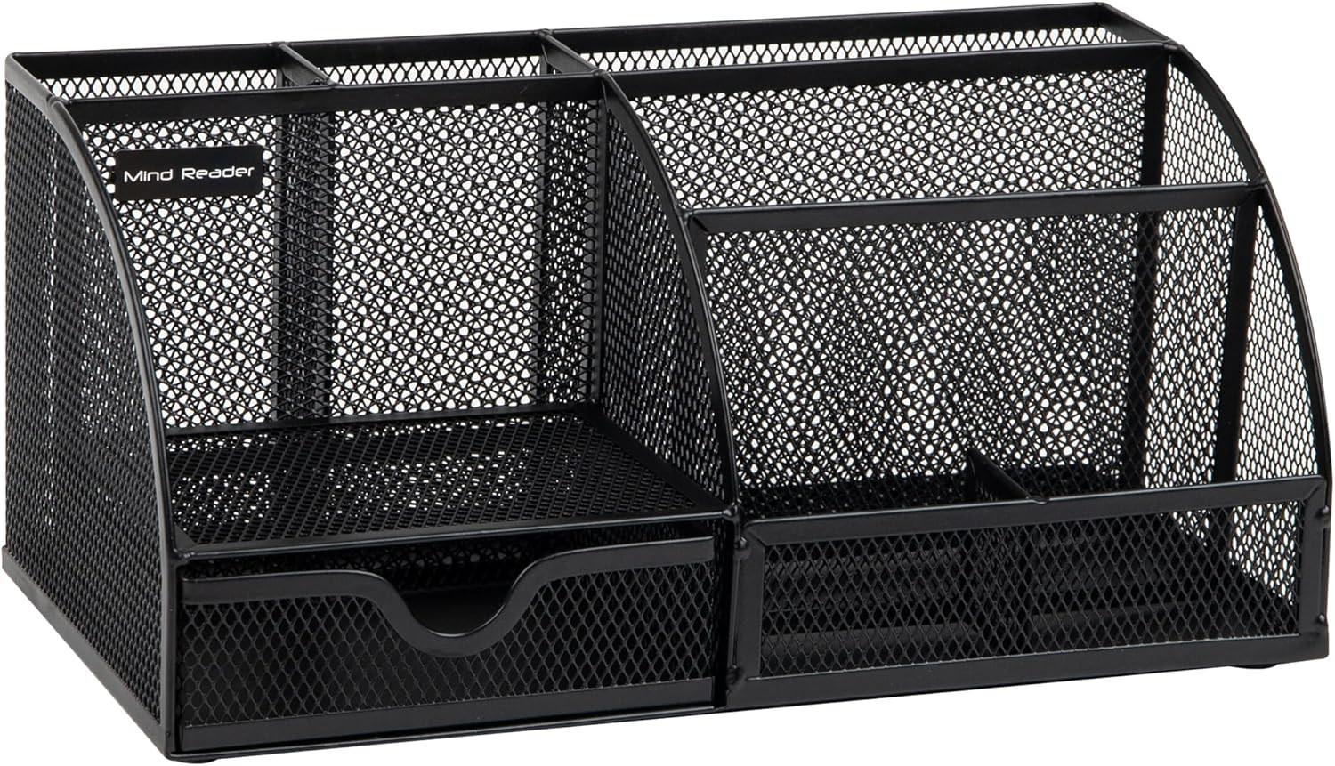 Mind Reader 7-Compartment Desktop Organizer, Metal Mesh Desk Organizer for Pens,