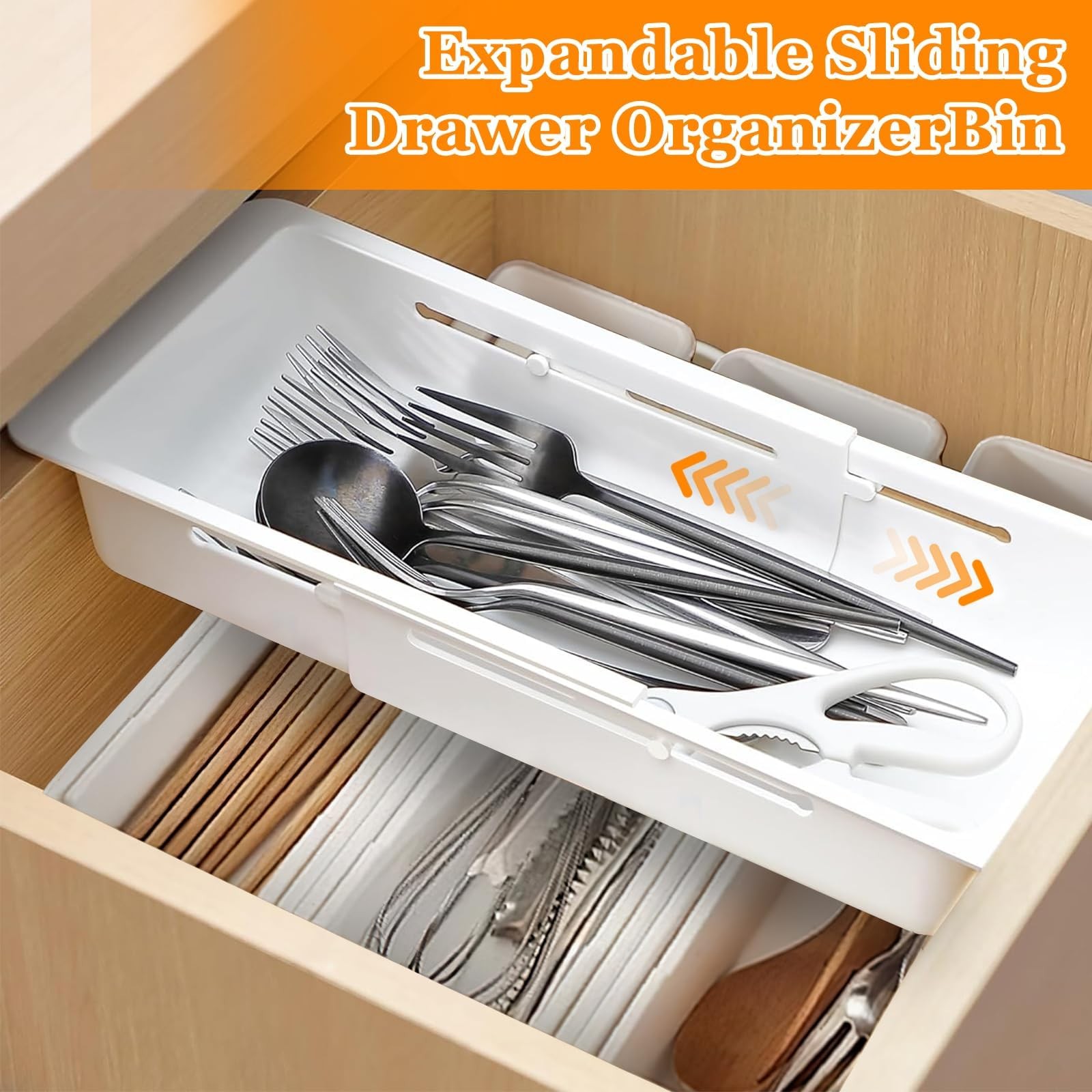 Eikovia 2 Pack Hanging Expandable Drawer 12.4 x 5.79 x 2.4 inch, white