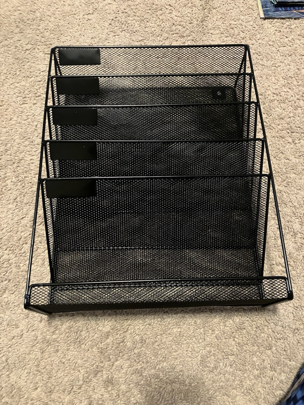 Office/School Supplies Lot: Black Metal Mesh File Sorter, Stapler, Tape, Bin
