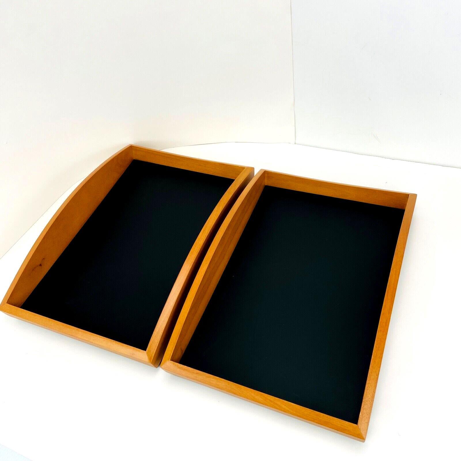 Rolodex Executive Sanford Line Legal Size Desk Tray Cherry Wood Lot Of 2