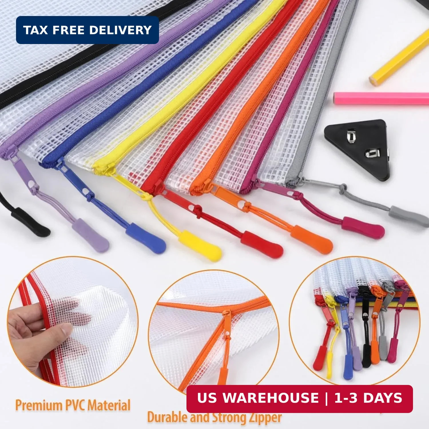 YOPCDJ 20PCS Mesh Zipper Pouch Bags File Storage Bags, A4 11×9 Inches Reusable C