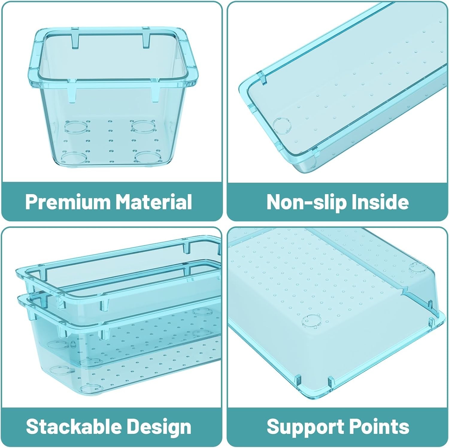8 PCS Plastic Drawer Organizer Set, 4 Sizes Desk Drawer Organization and Stor…