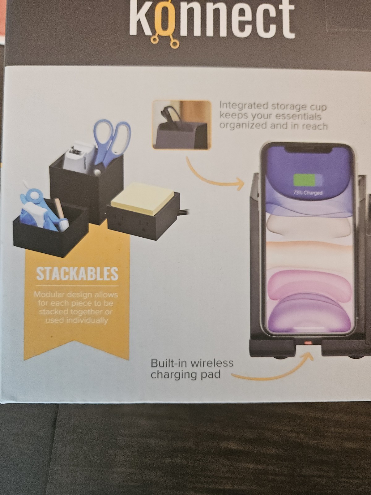 Bostitch Konnect 4-Piece Wireless Desktop Charging Desk Organizer NEW!