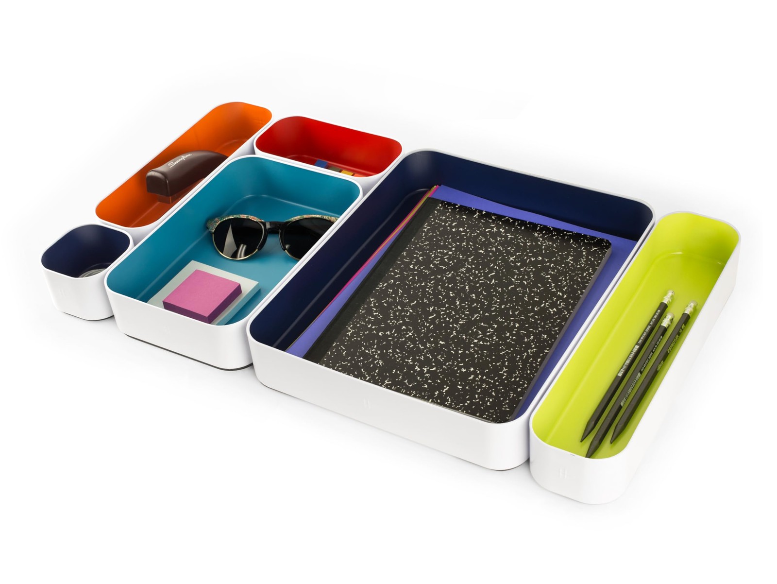 12 Piece Metal Organizer Tray Set for Storing Makeup, Stationery, Utensils, a…