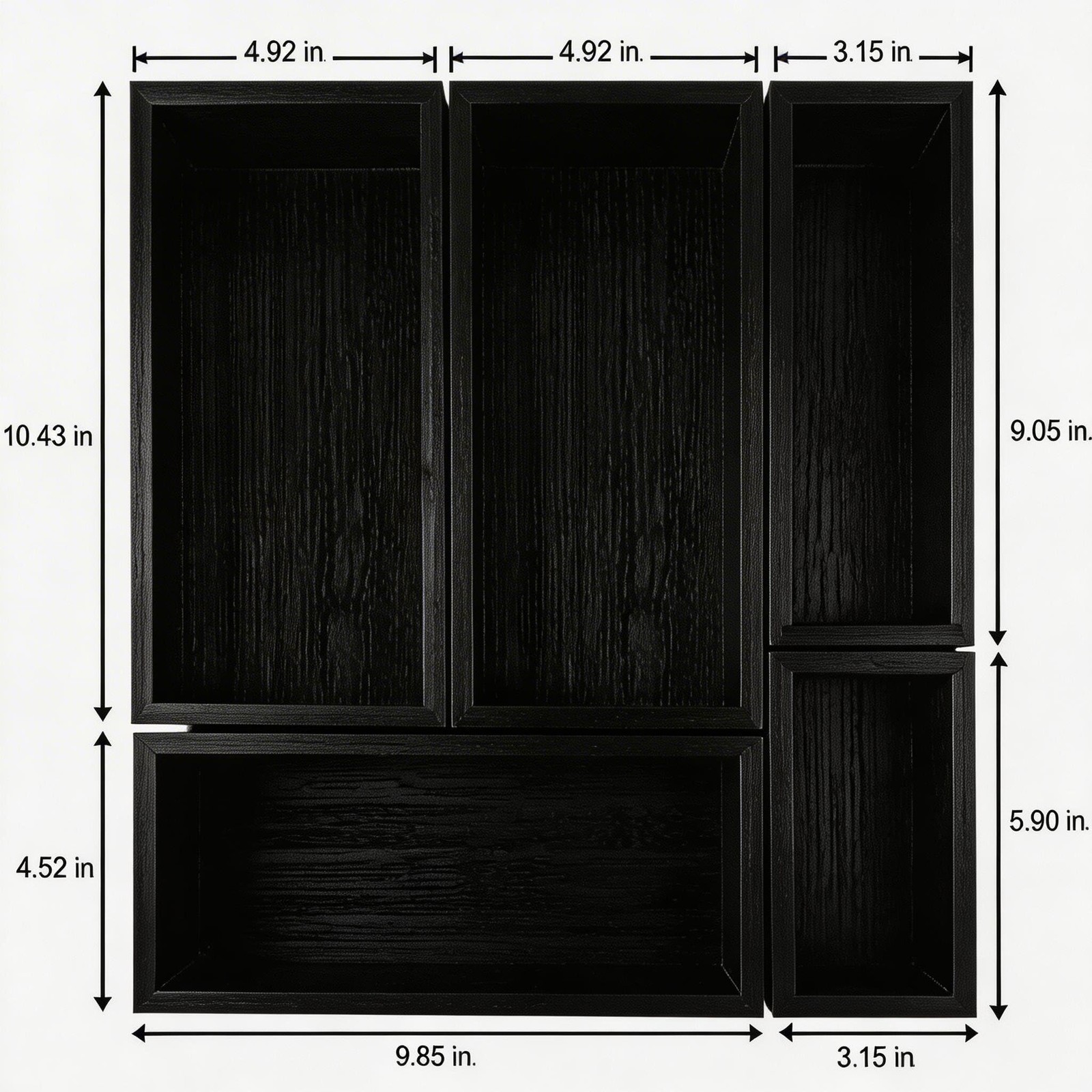 Teicui bamboo drawer organizer Set,expandable 1 X 5PCS Black