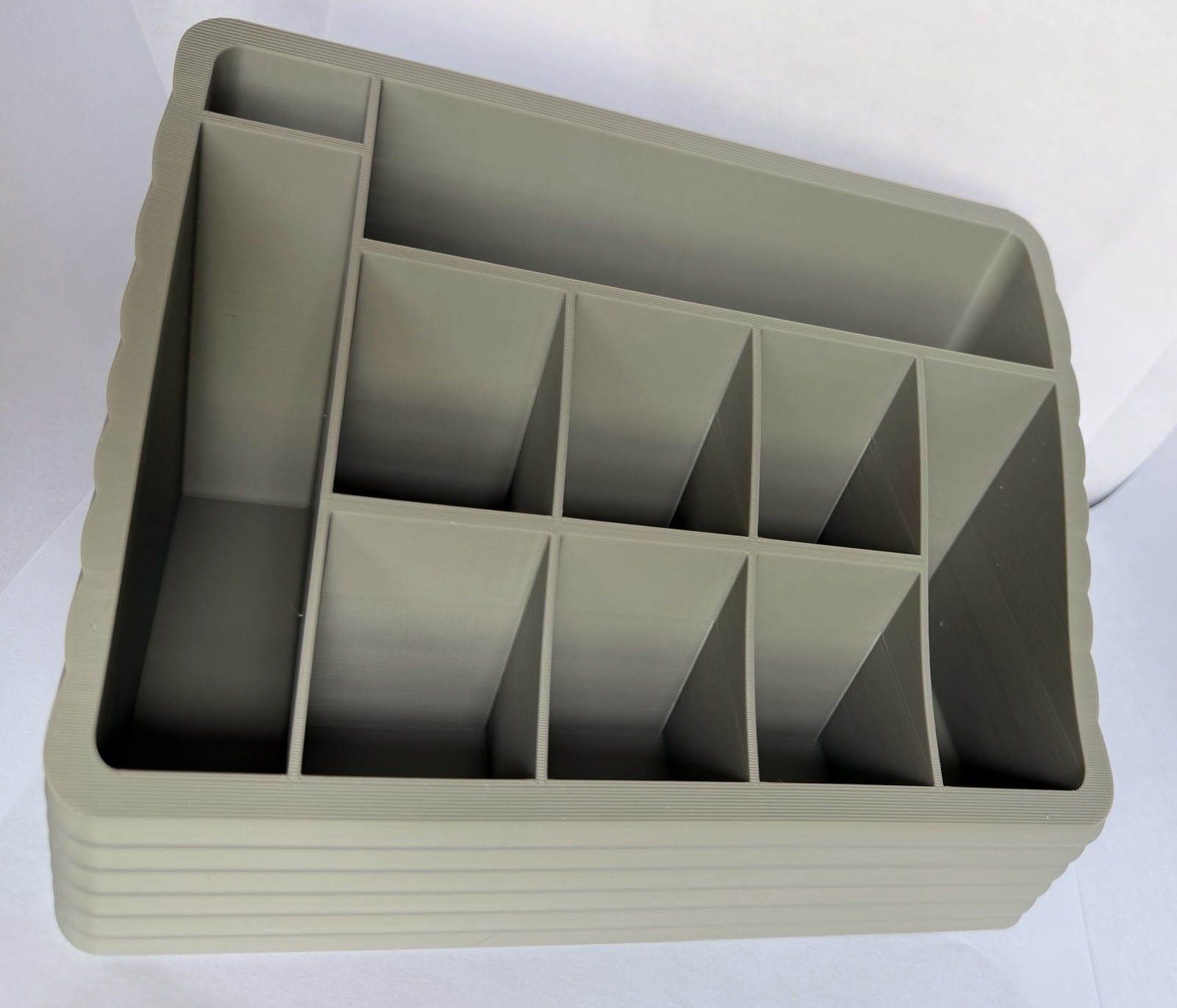 Gray Plastic Desktop Organizer Tray Insert with Multiple Compartments