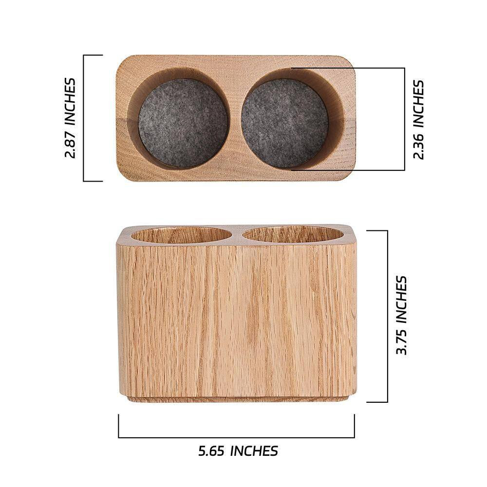 Oak Solid Wood Pen and Pencil Holder Desk Organizer Two Cup Stationery Storage f