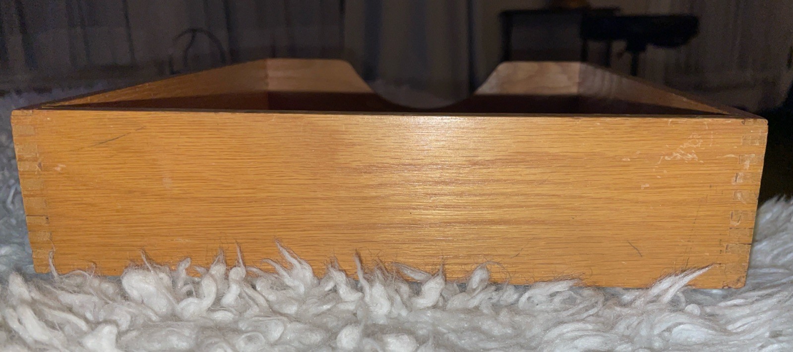 Vintage Hedges Paper Tray THE LINE #1721 Dovetail Oak Wood Box Letter File Desk