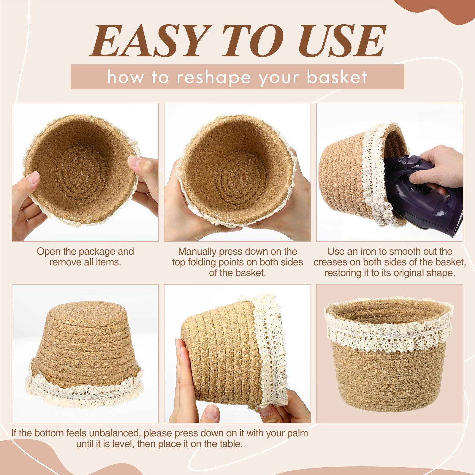 3 Pcs Small Woven Basket, Empty Gifts Basket with 1 count (Pack of 3), Khaki