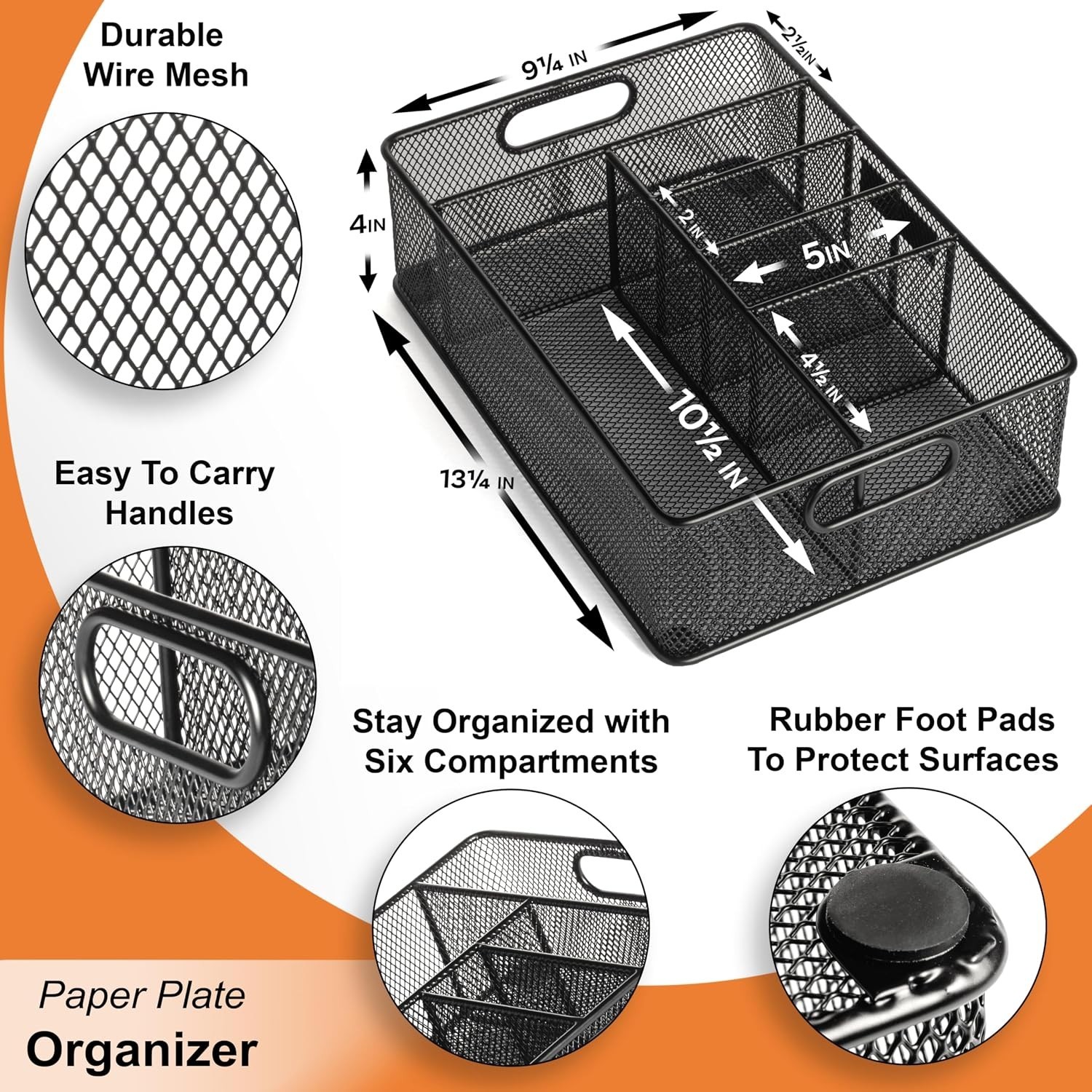 Paper Plate Organizer Caddy Kitchen Storage Utensil Holder Countertop Picnic