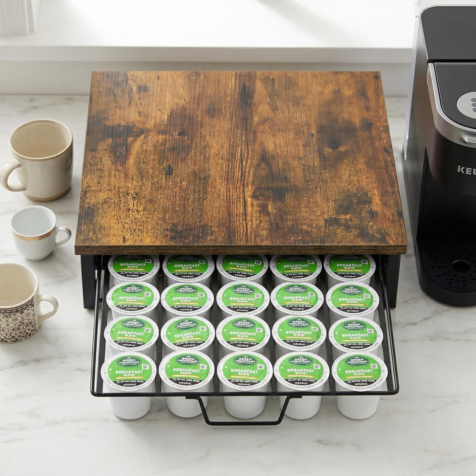 K Cup Holder Organizer, Coffee Pod Drawer Capsule Storage Black