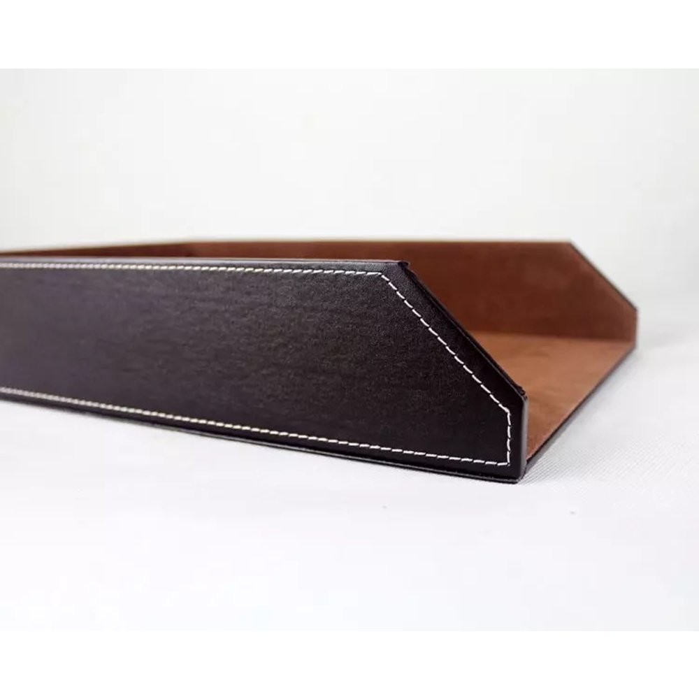 UnionBasic Stackable Document Paper Letter Tray, Faux Leather Desktop File So…
