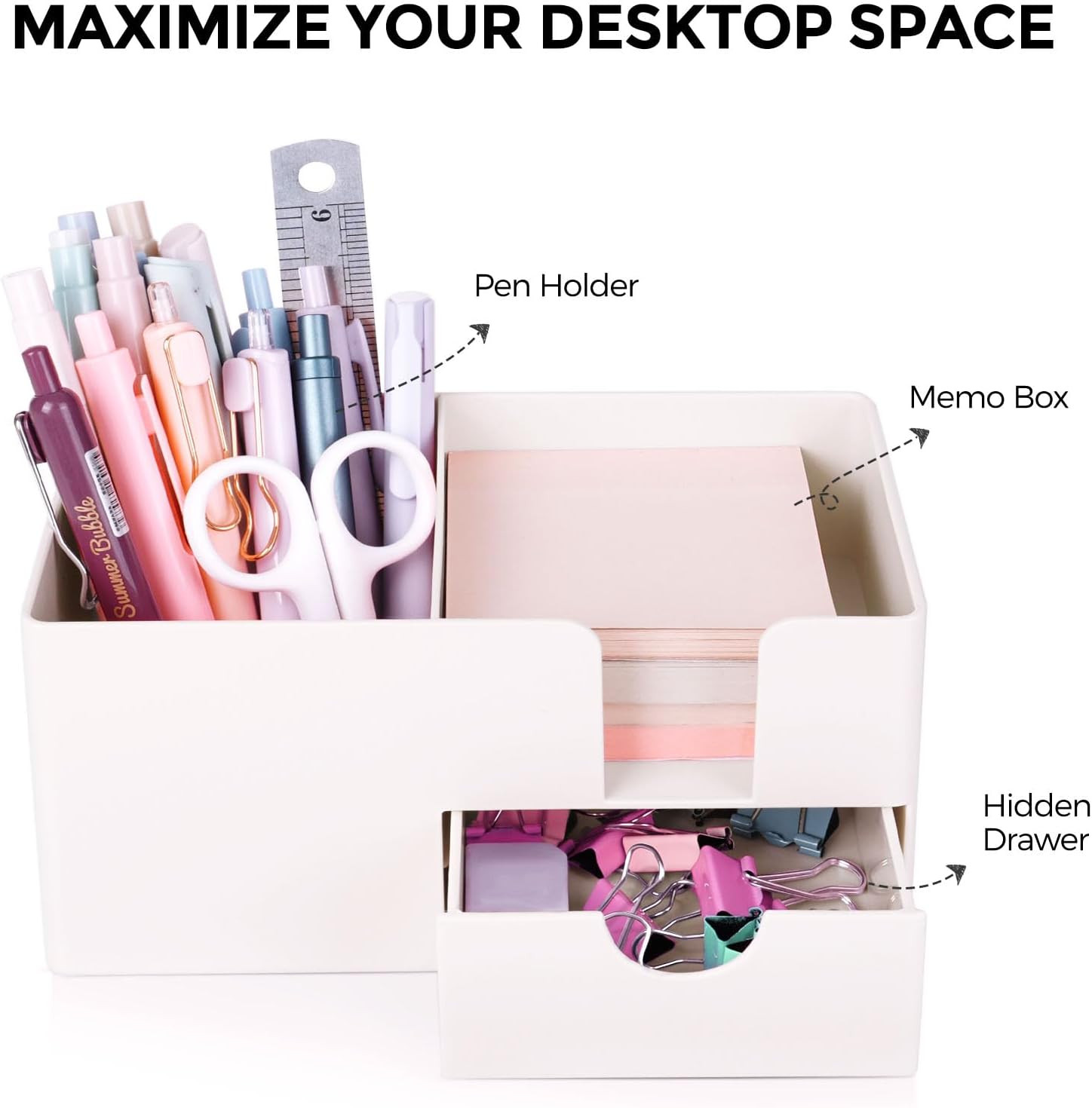 Small Desk Organizer with Drawer | 3 Compartments, Pen Holder for Desk, for Home