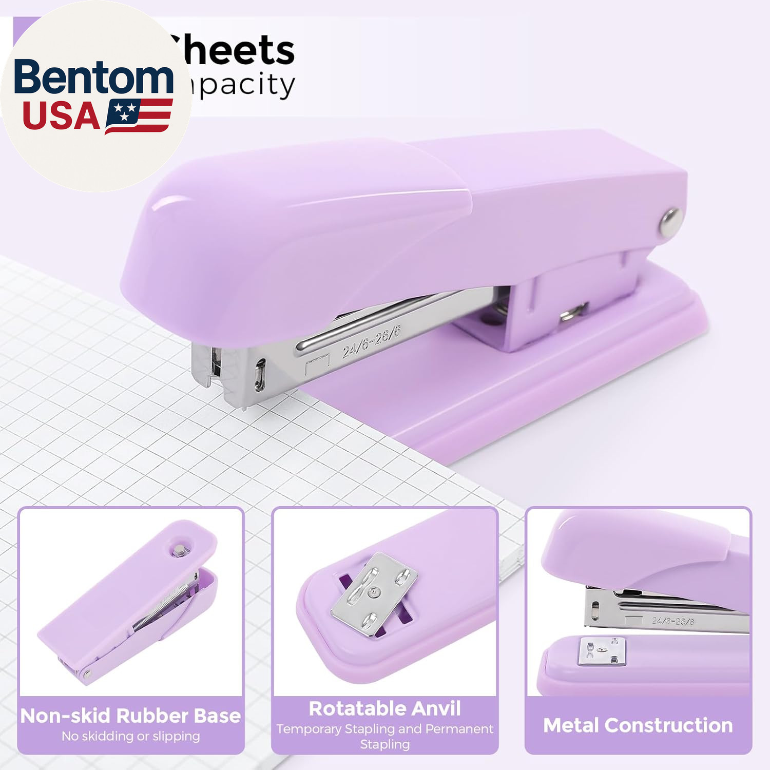 Purple Office Supplies Set, Purple Office Desk Accessories 10PCS, Pencil Holder