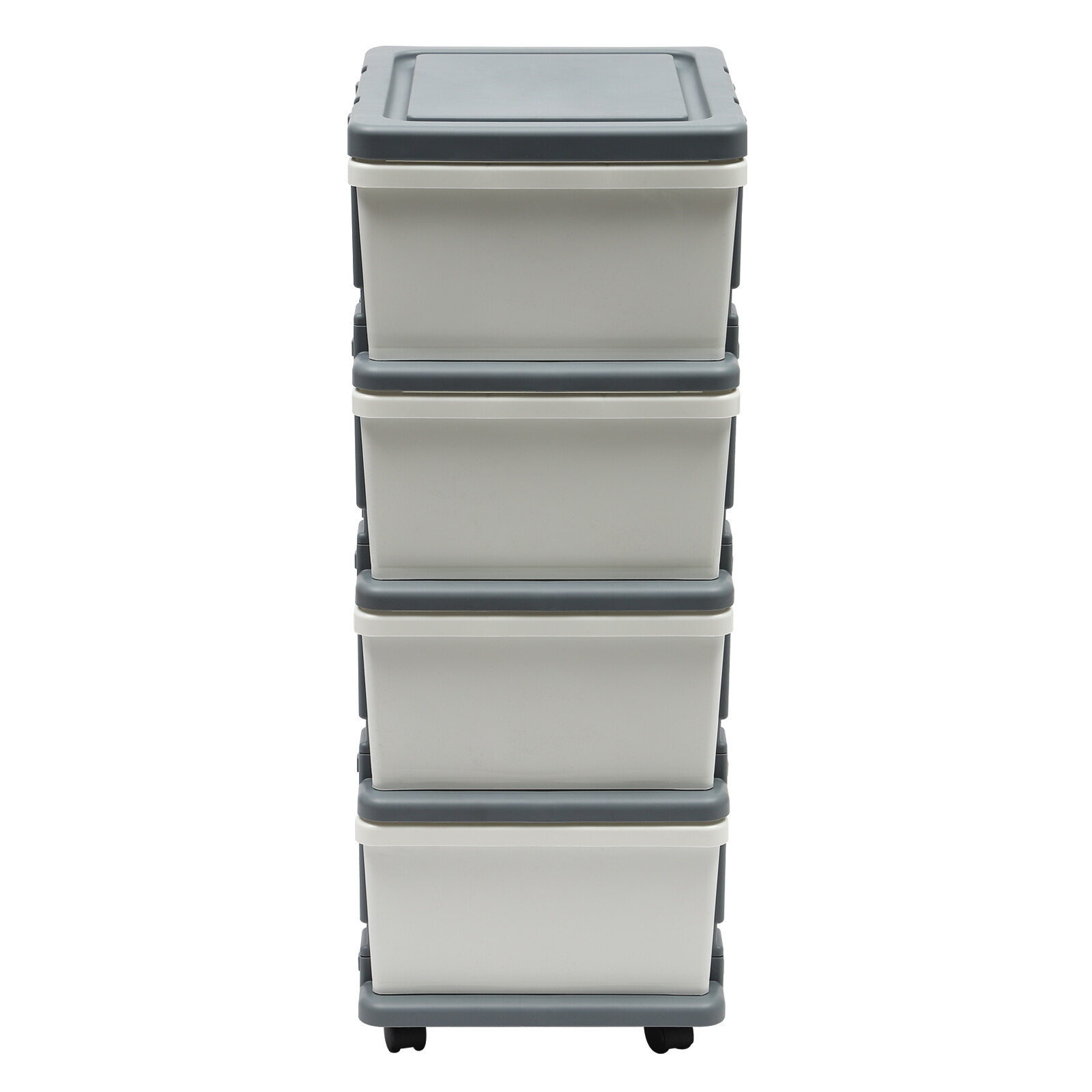 Office White Grey 4 Drawer Storage Cabinet Mobile Rolling Organizer with Wheels