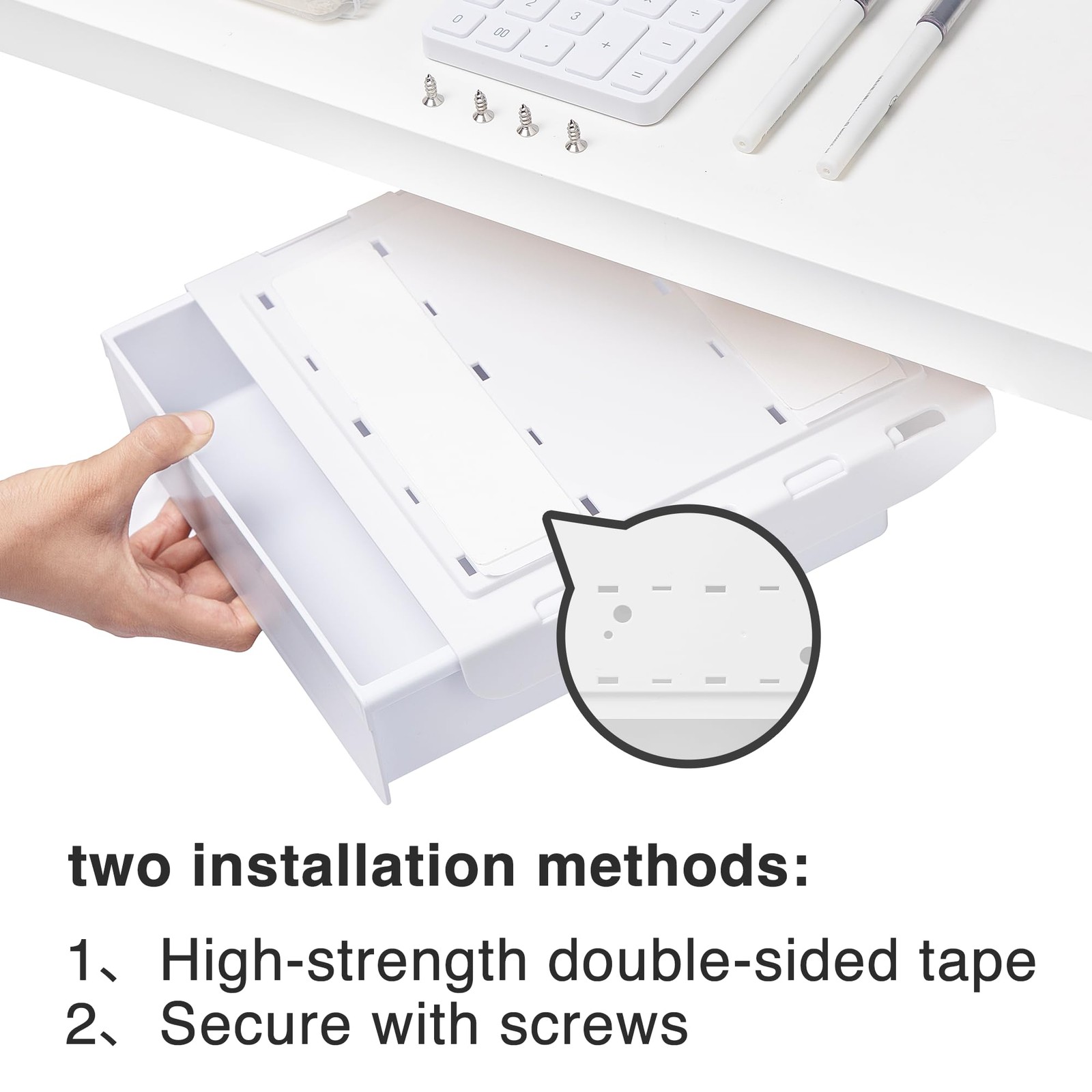 Large Under Desk Drawer Hidden Table Storage Pencil Slide Out Organizer