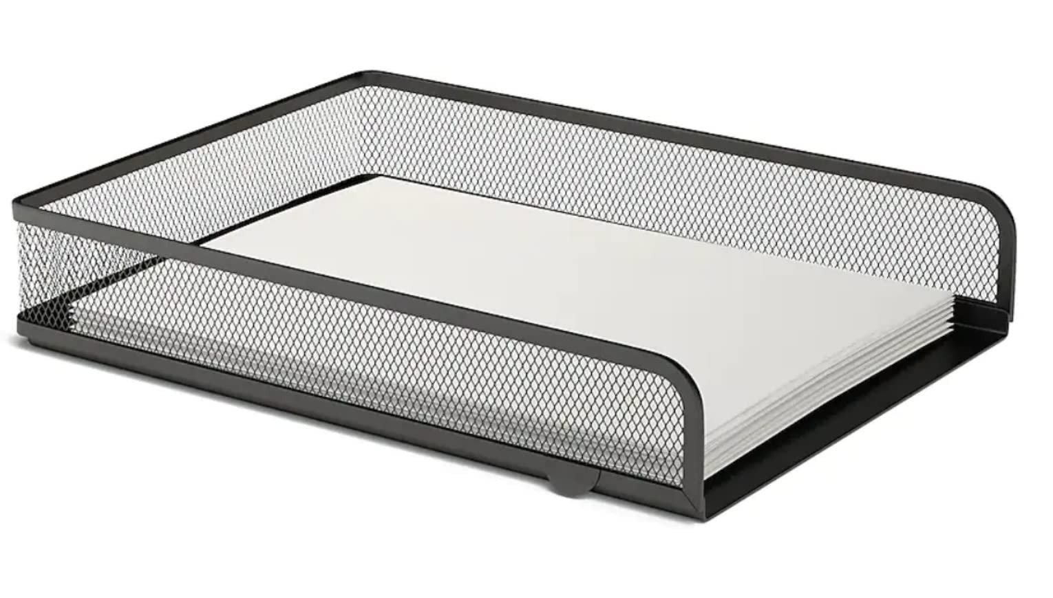 Stackable Letter Tray, Matte Black Wire Mesh Front-Load Letter Tray
