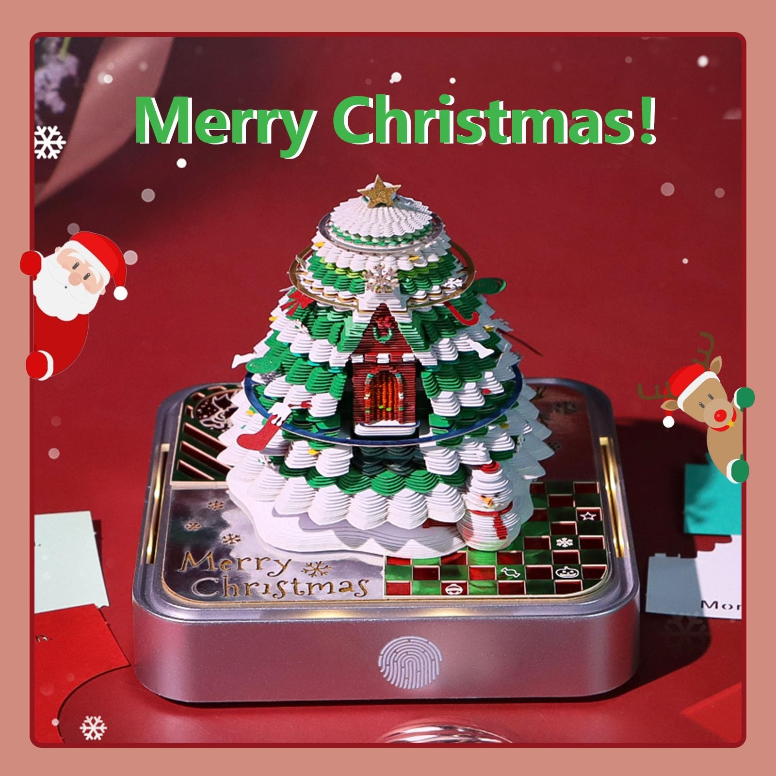 HOTOYMDS 3D Calendar 2026,Time Piece 2026,3D Christmas tree(Silver)