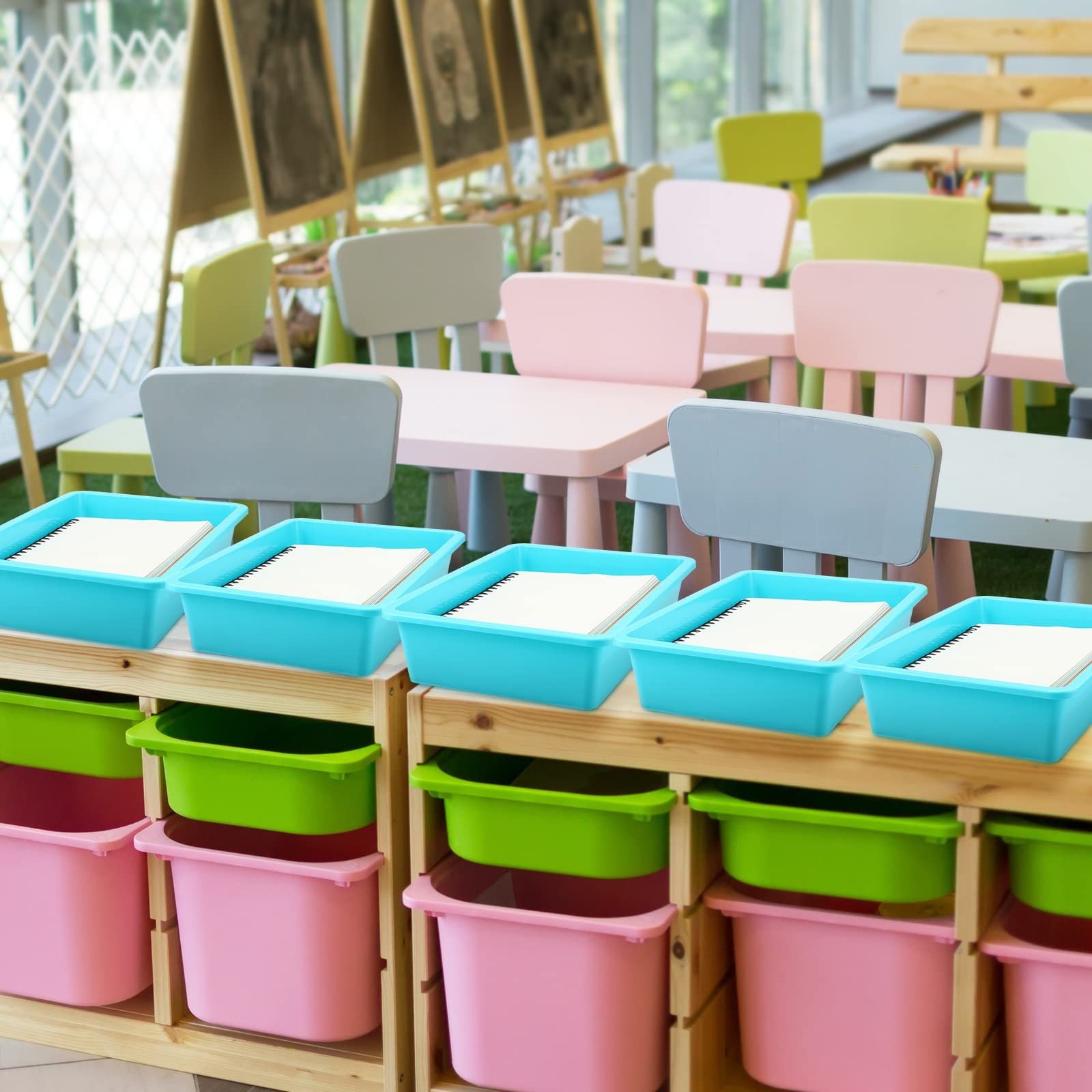 10 PCS Flat Storage Tray Organizer Bin Letter Size Paper Plastic