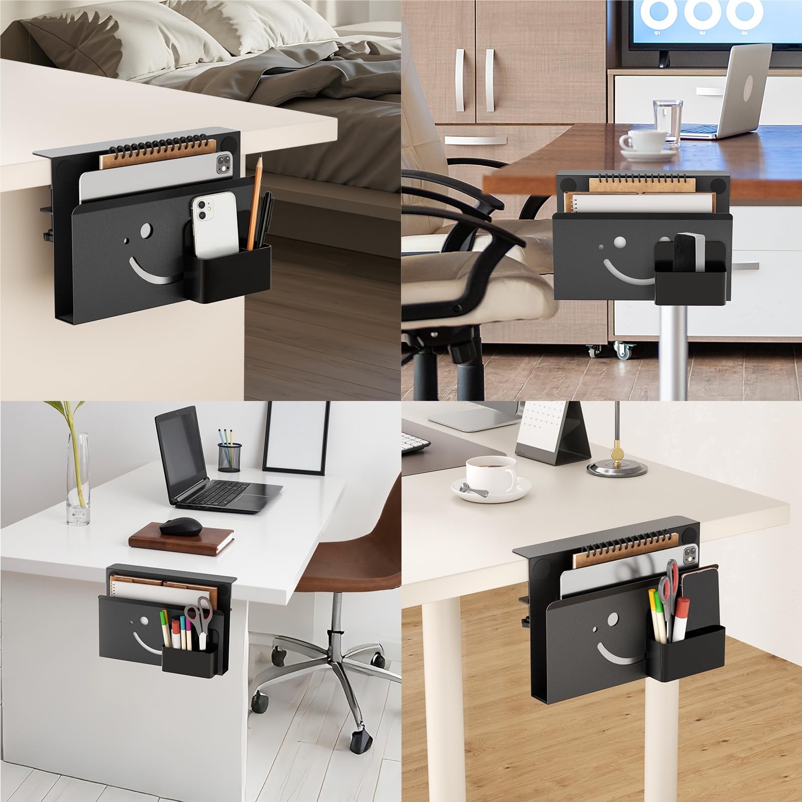 Onemake Desk Side Storage, Funny Smile No Drill 1 Tier, Black-1 Tier-Smile