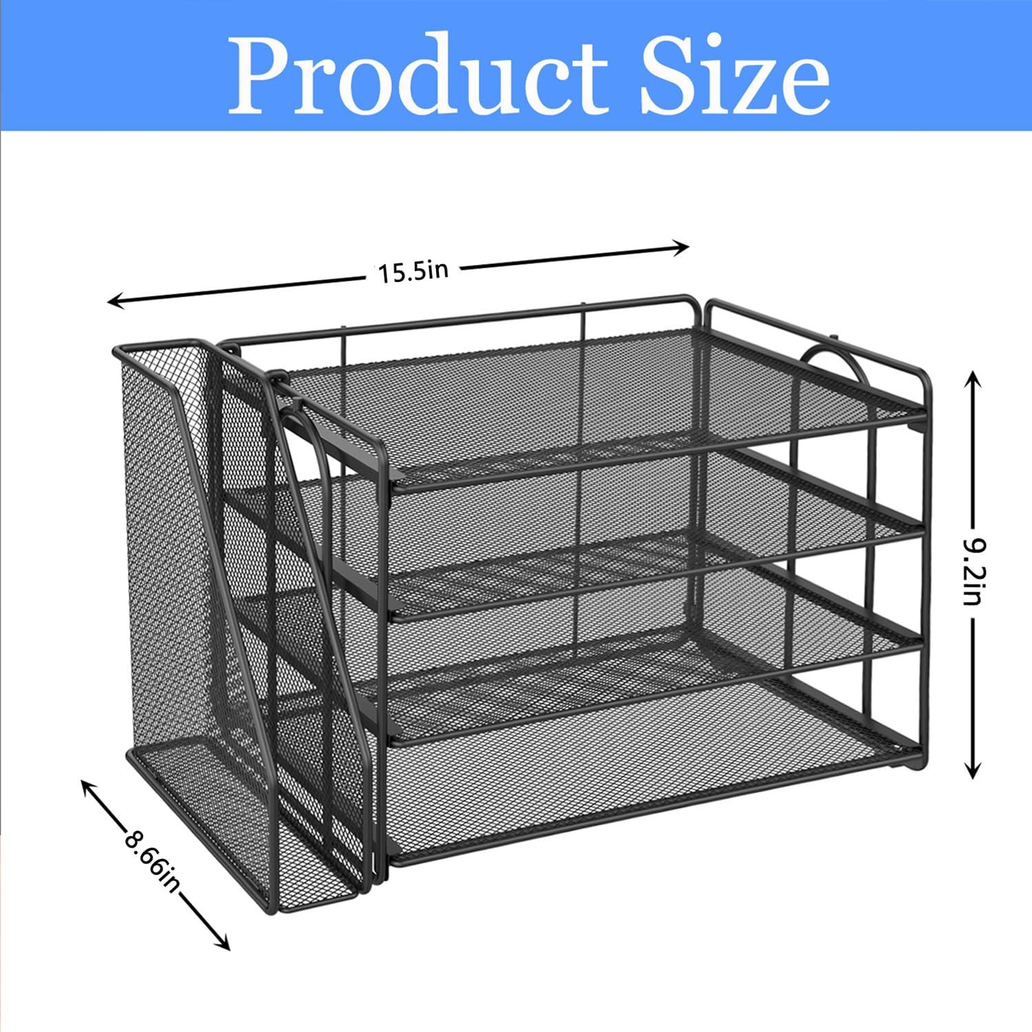 4-Tier Paper Organizer with Magazine Holder, Desk Organizers and Accessories, De