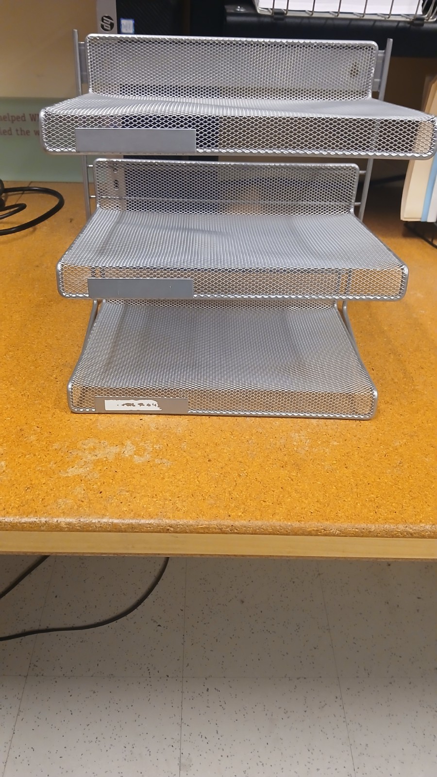 3 Tier Mesh Silver Wire Desktop Organizer for Office and Paper Document Sorter