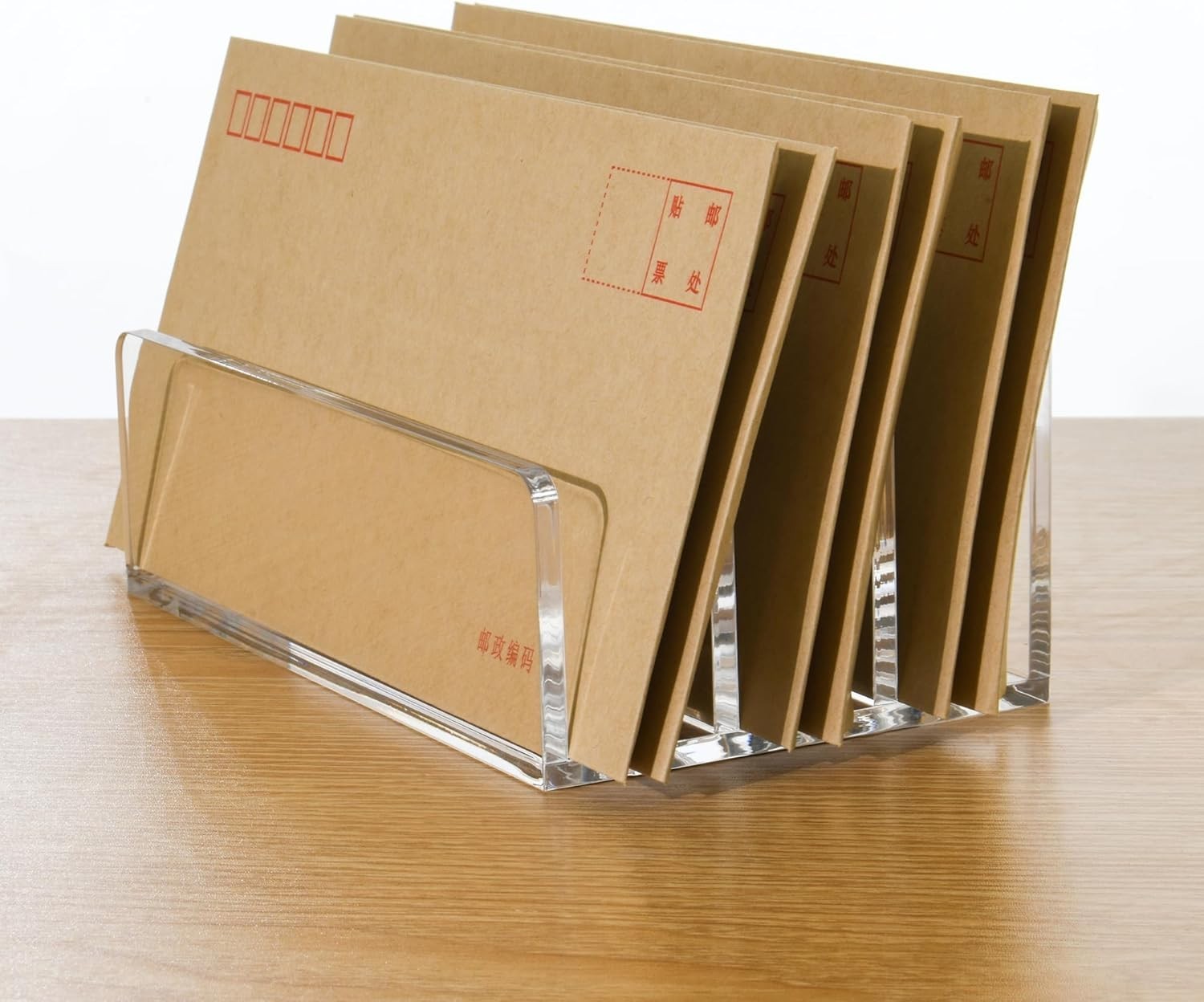 Space-Saving Acrylic Mail Organizer with 3 Vertical Compartments for Easy Access