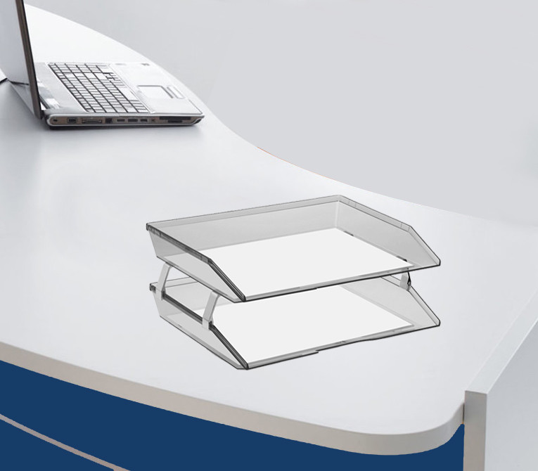 Acrimet Facility 2 Tiers Double Letter Tray Smoke Color