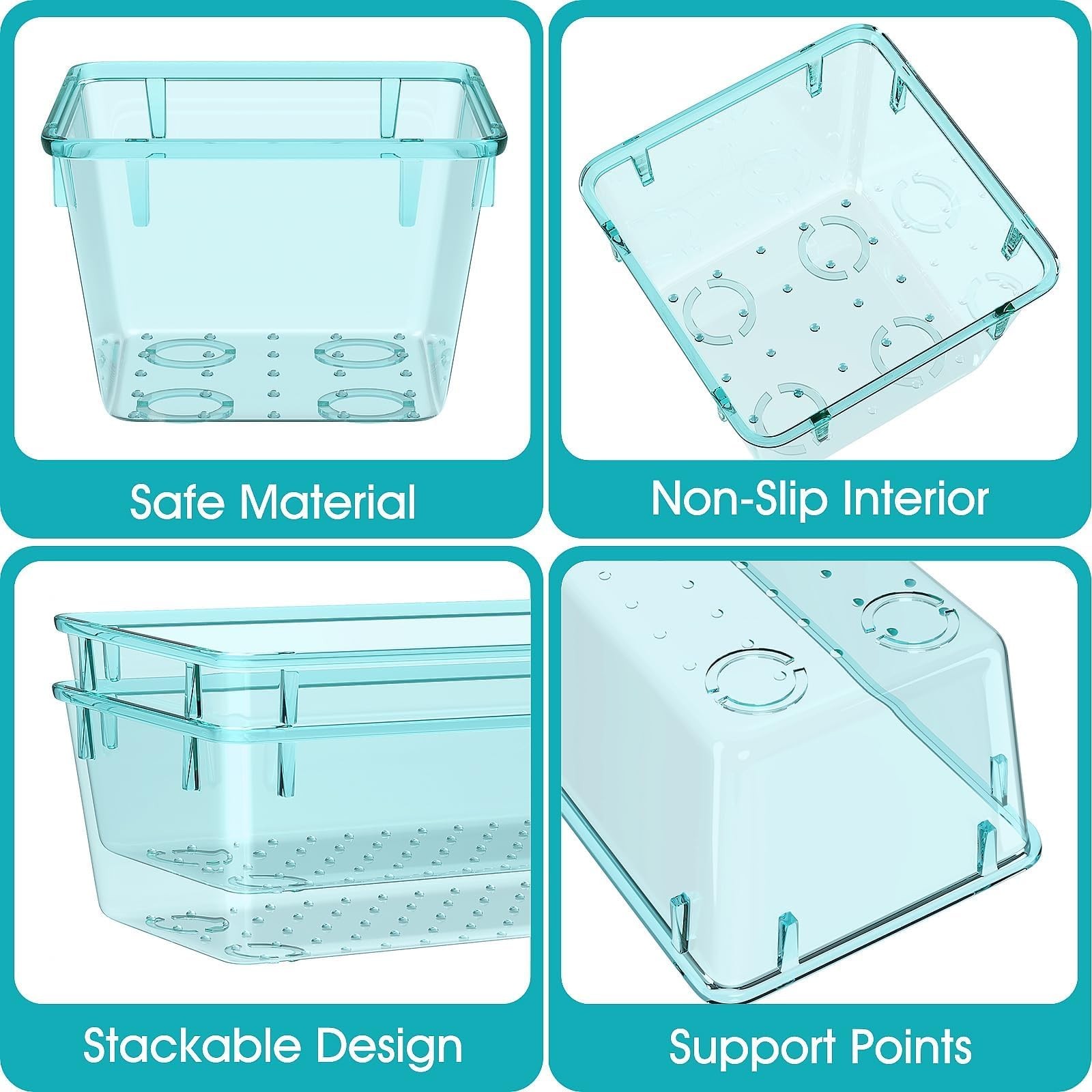 7 PCS Clear Plastic Drawer Organizers Set, 4 Size Desk Drawer Organizer Trays…