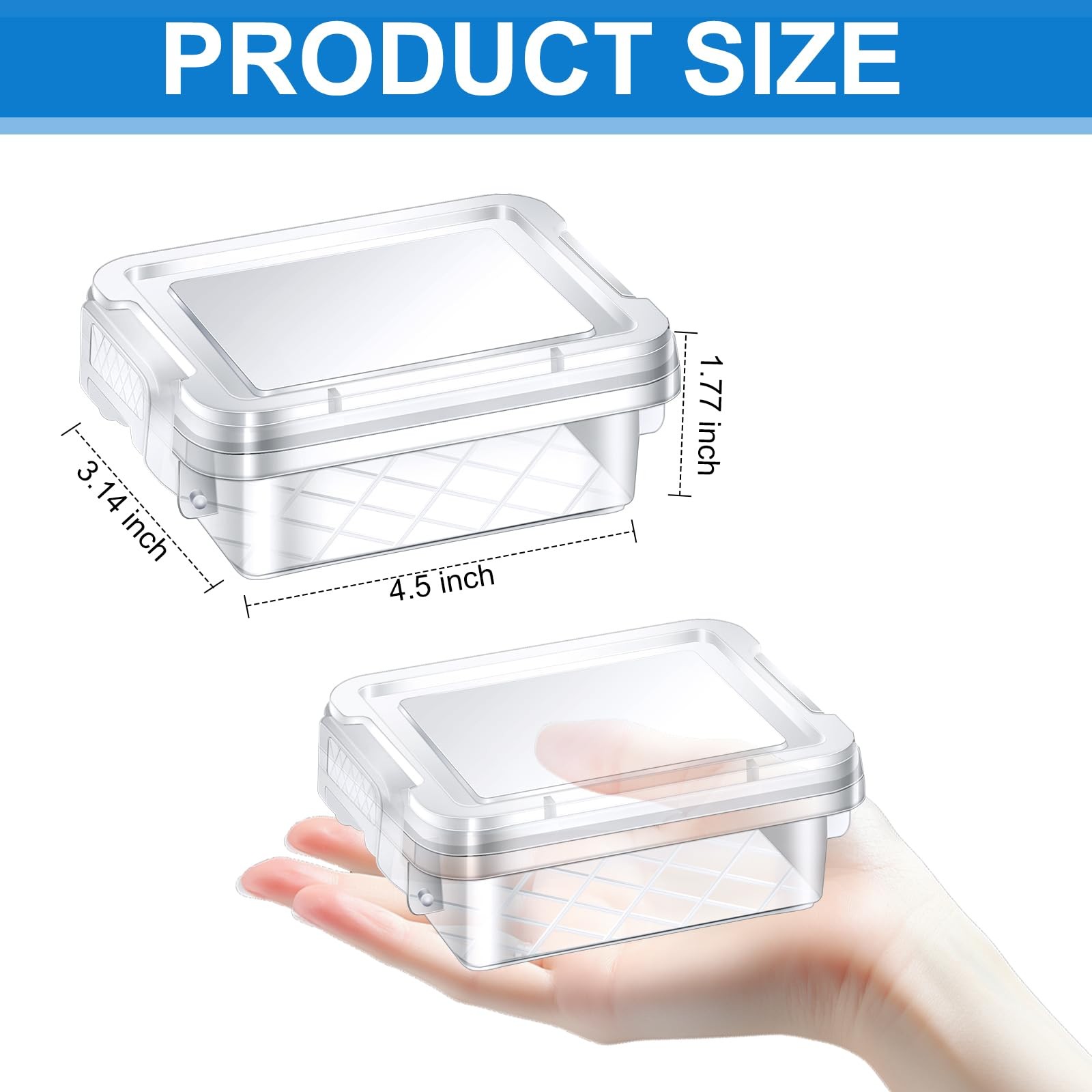 24 Pack Mini Plastic Storage Bins with Lid, 4.5″×3.1″×1.8″ Clear Latch Small …