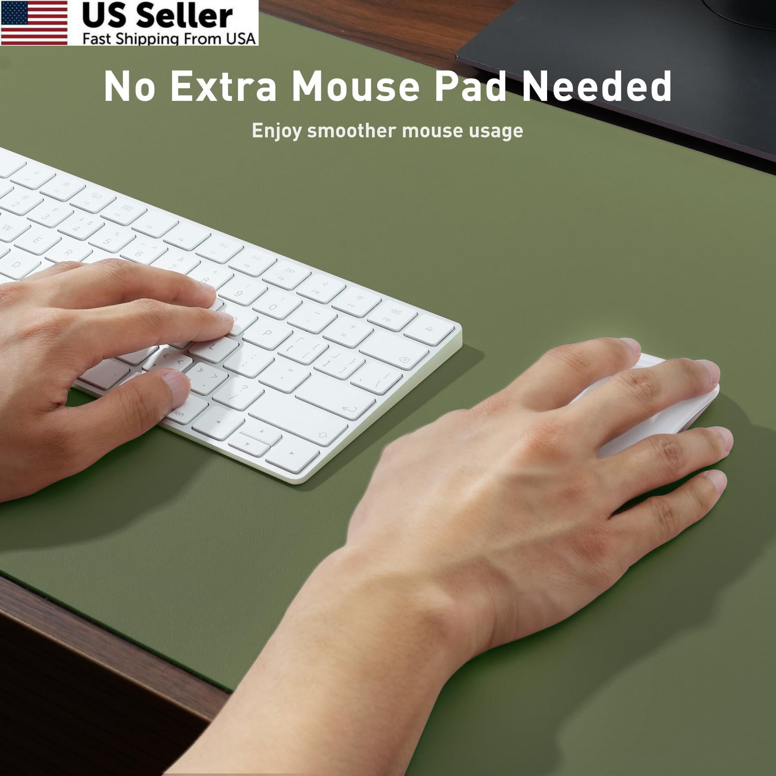 Aothia Desk Protector Mat, Mouse Pad, Non-Slip 23.6″ x 13.7″, Olive Green