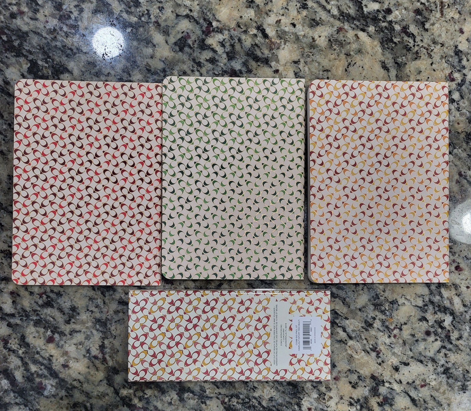 Coach Signature 3 Notebook Set With 10 different Color pencils & hot lidded cup