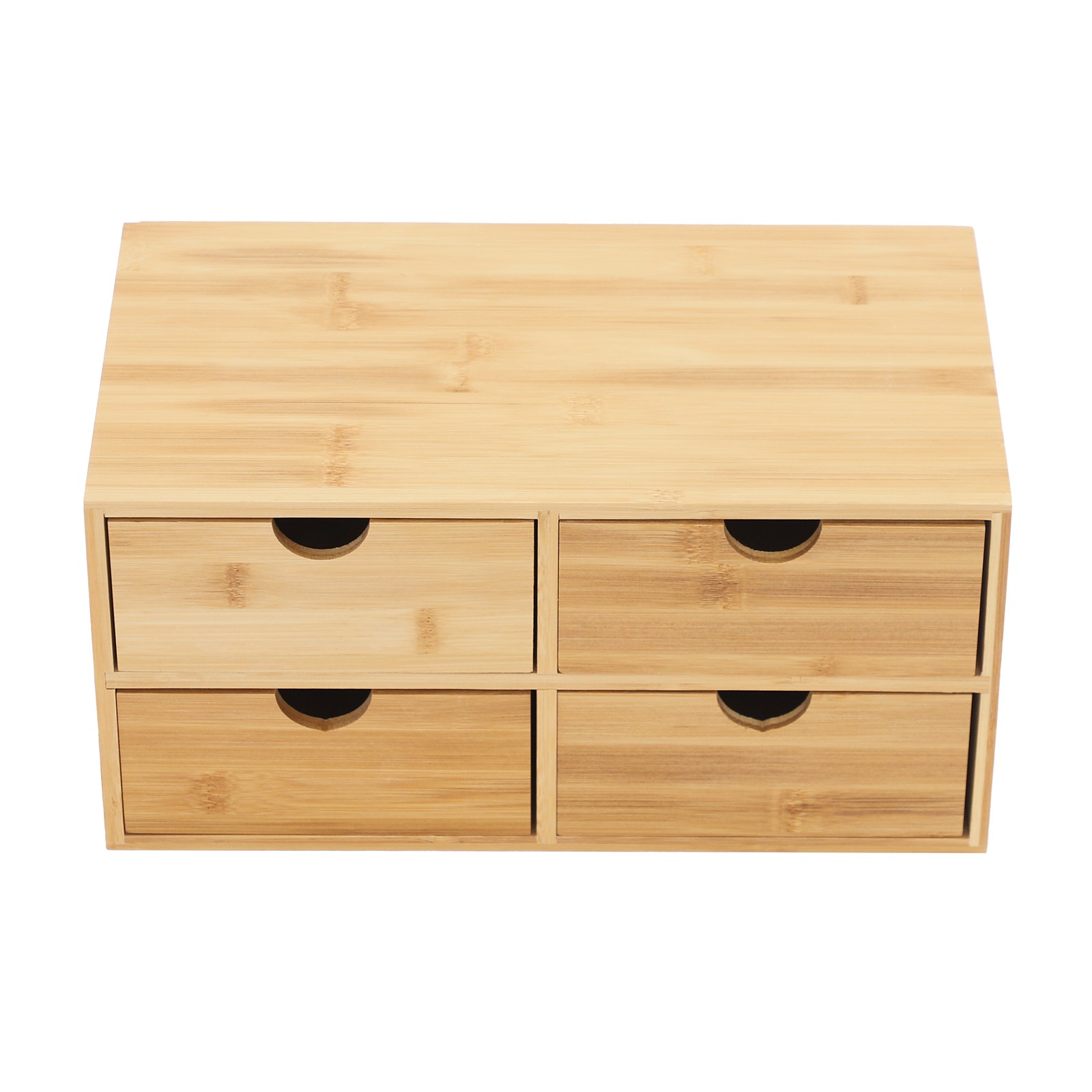 Bamboo Desk Organizer with 4 Drawers, Office Tabletop Storage Organization Box