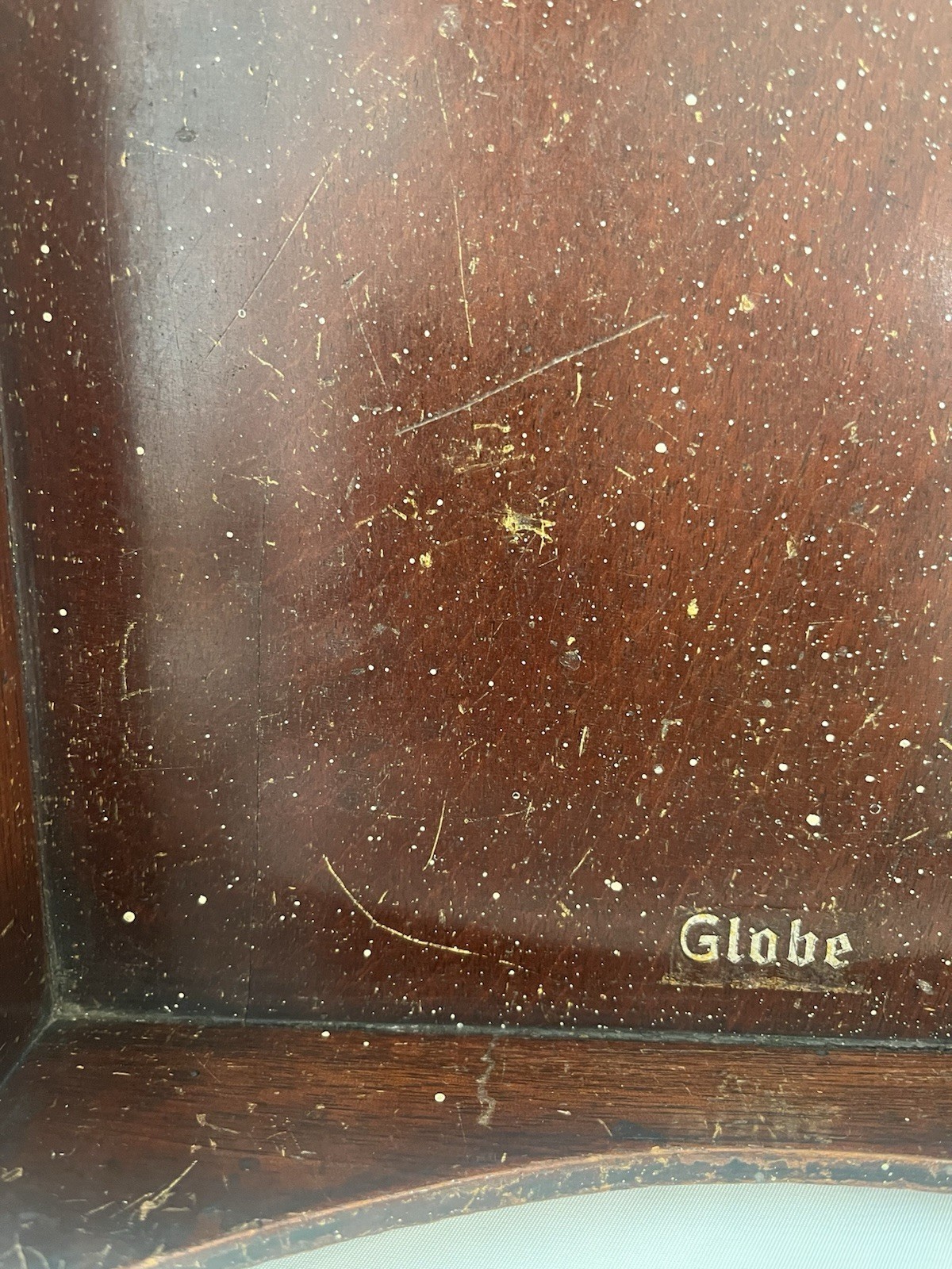 Vintage Globe Wernicke Brown Wooden Paper Desk Tray 14.5 x 10 Dovetail Conner