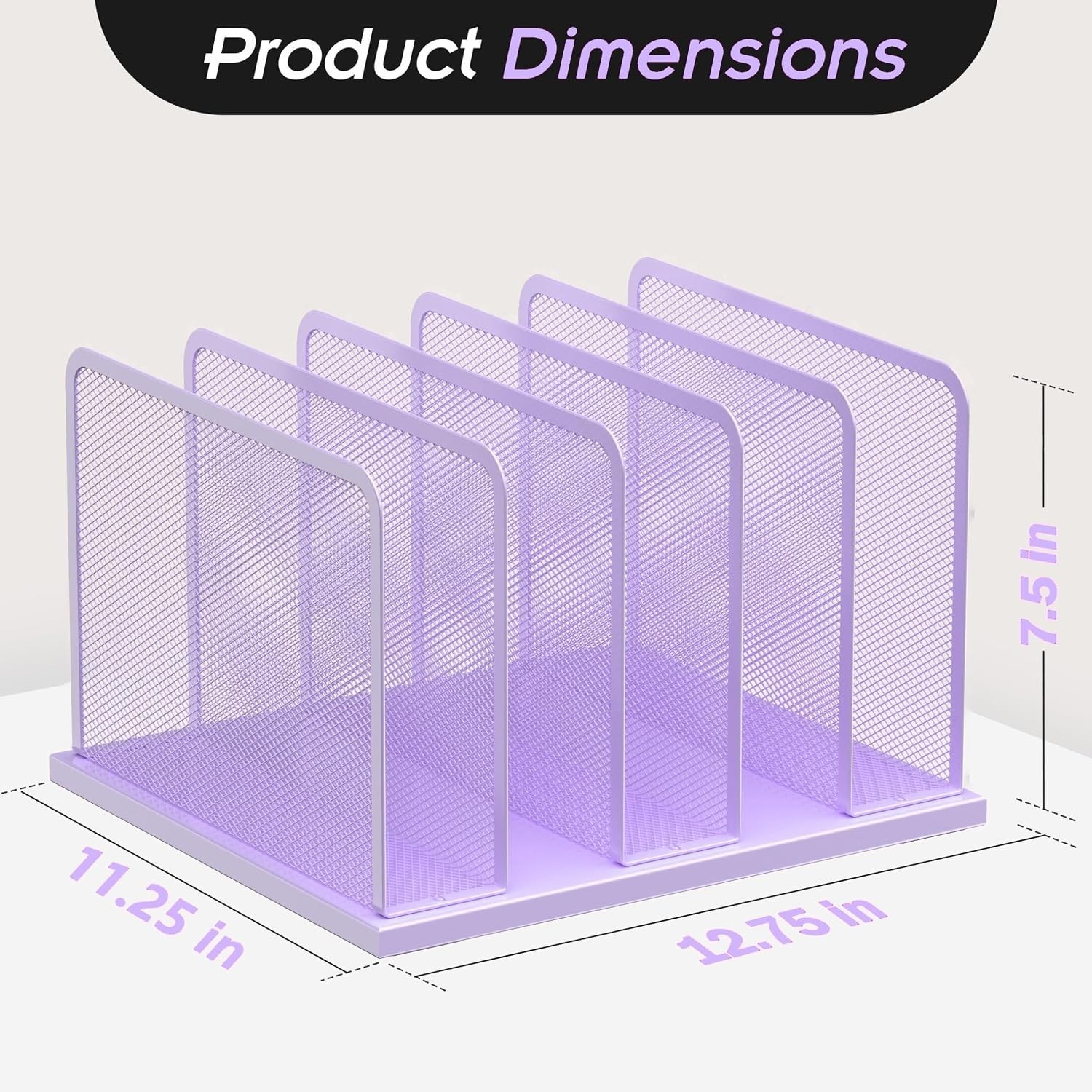 New Kuntine.B Desk File Organizer Holder for Home Office Purple 1 Pack 5-Section