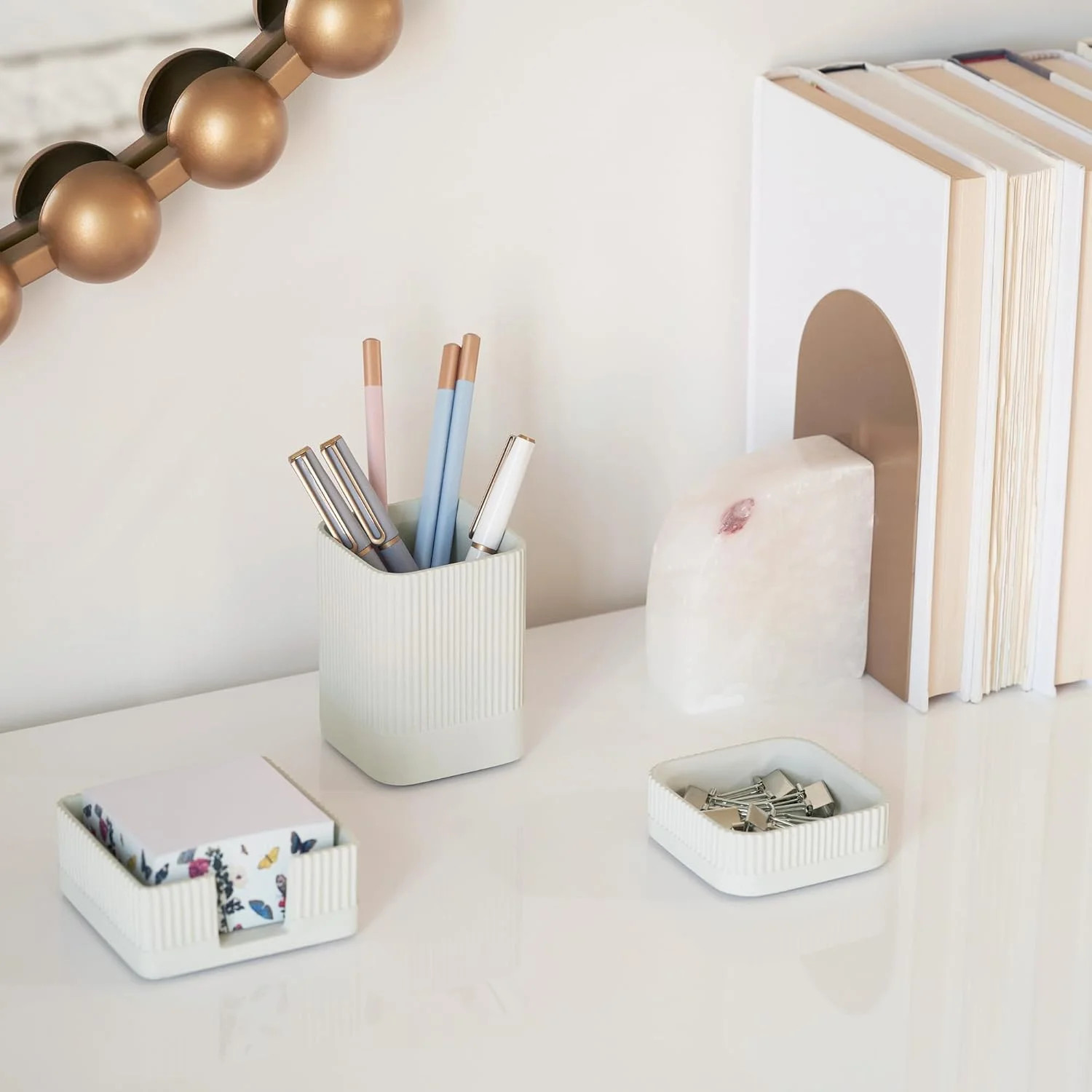 Aesthetic Desk Organizer Set of 3 For Your Office – Sturdy Concrete Desktop Acce