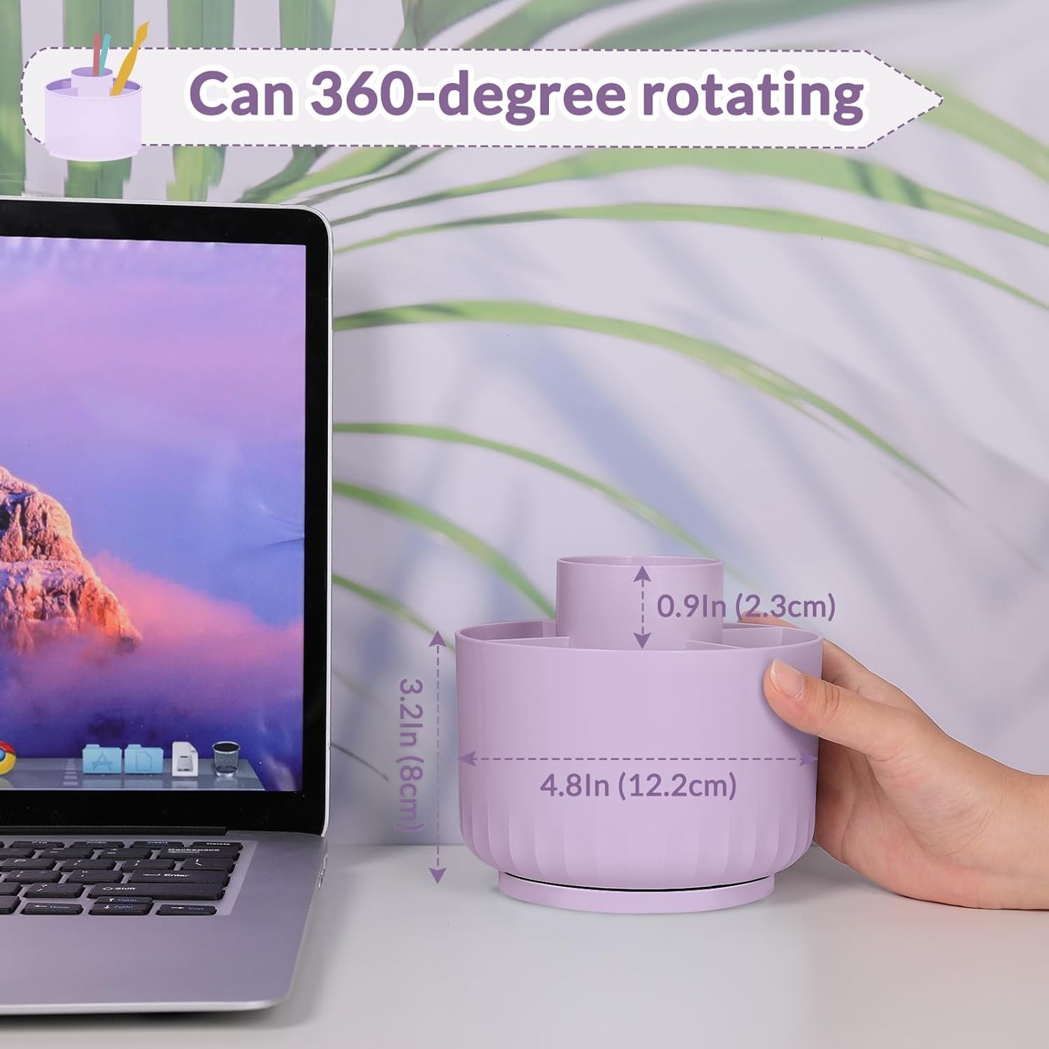 360 Degree Rotating Desk Organizer Dual-Purpose Pencil Pen Holder Purple