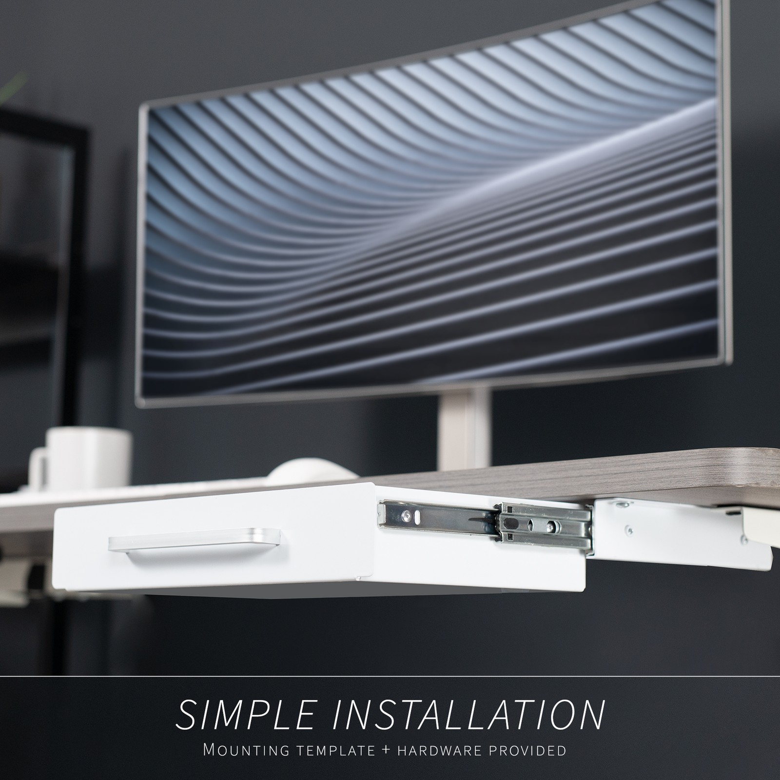 VIVO White Space Saver Sliding Under Desk Storage Drawer with Pull Handle