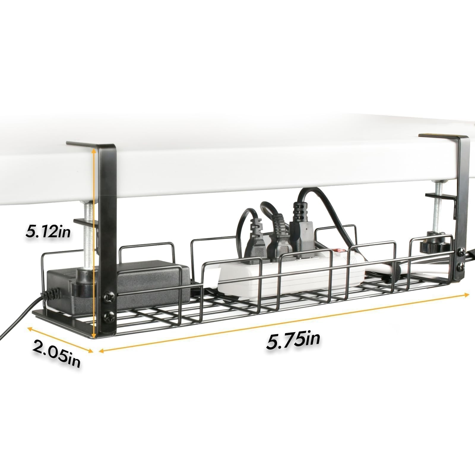 Under Desk Cable Management Tray No Drill 2pack Kit- 15.7” Long 5.1” Black