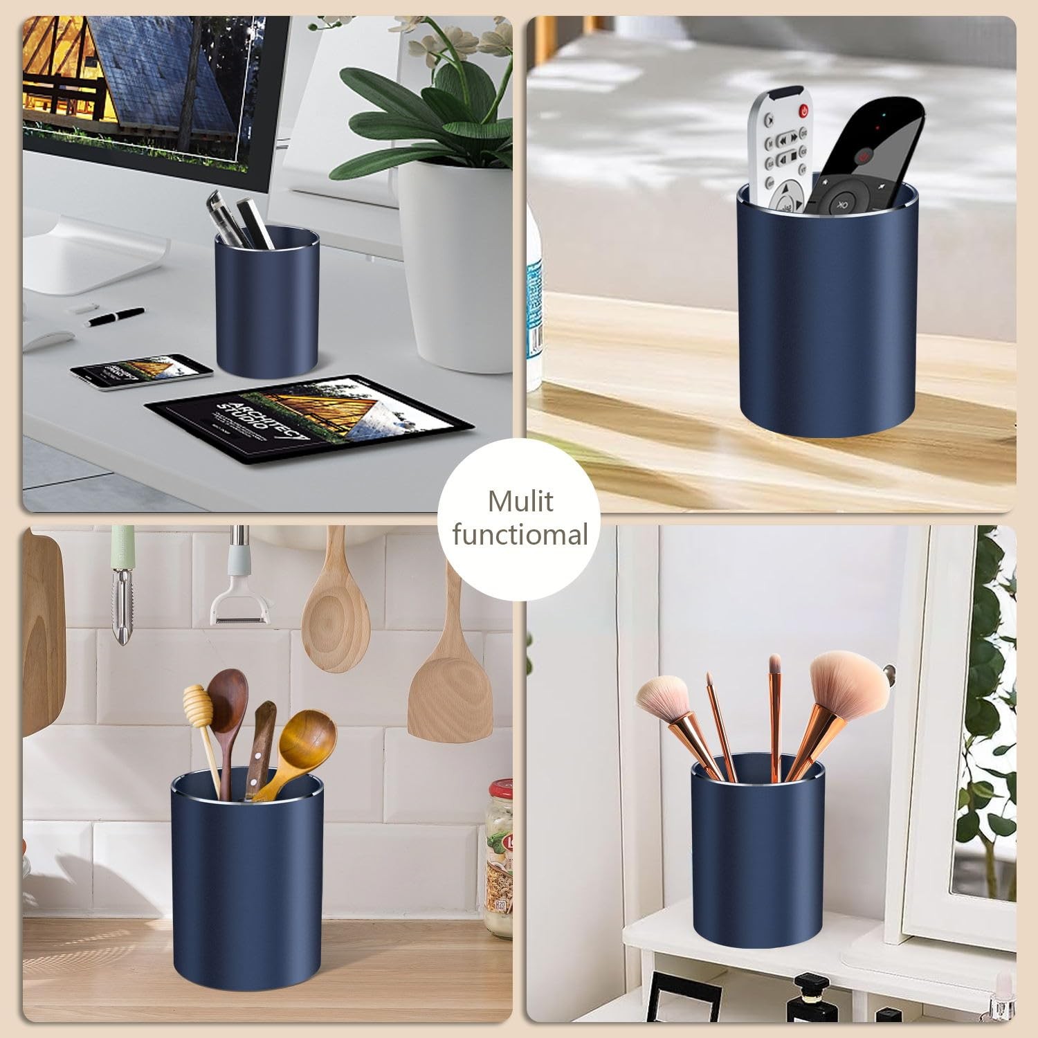 Pen holder, aluminum alloy waterproof pen holder, desktop simple and modern m…