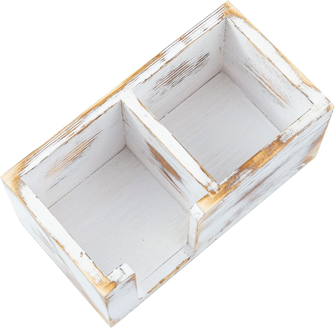 White Wood Sticky Note and Stationery Holder Stand, Office Desktop Storage Caddy