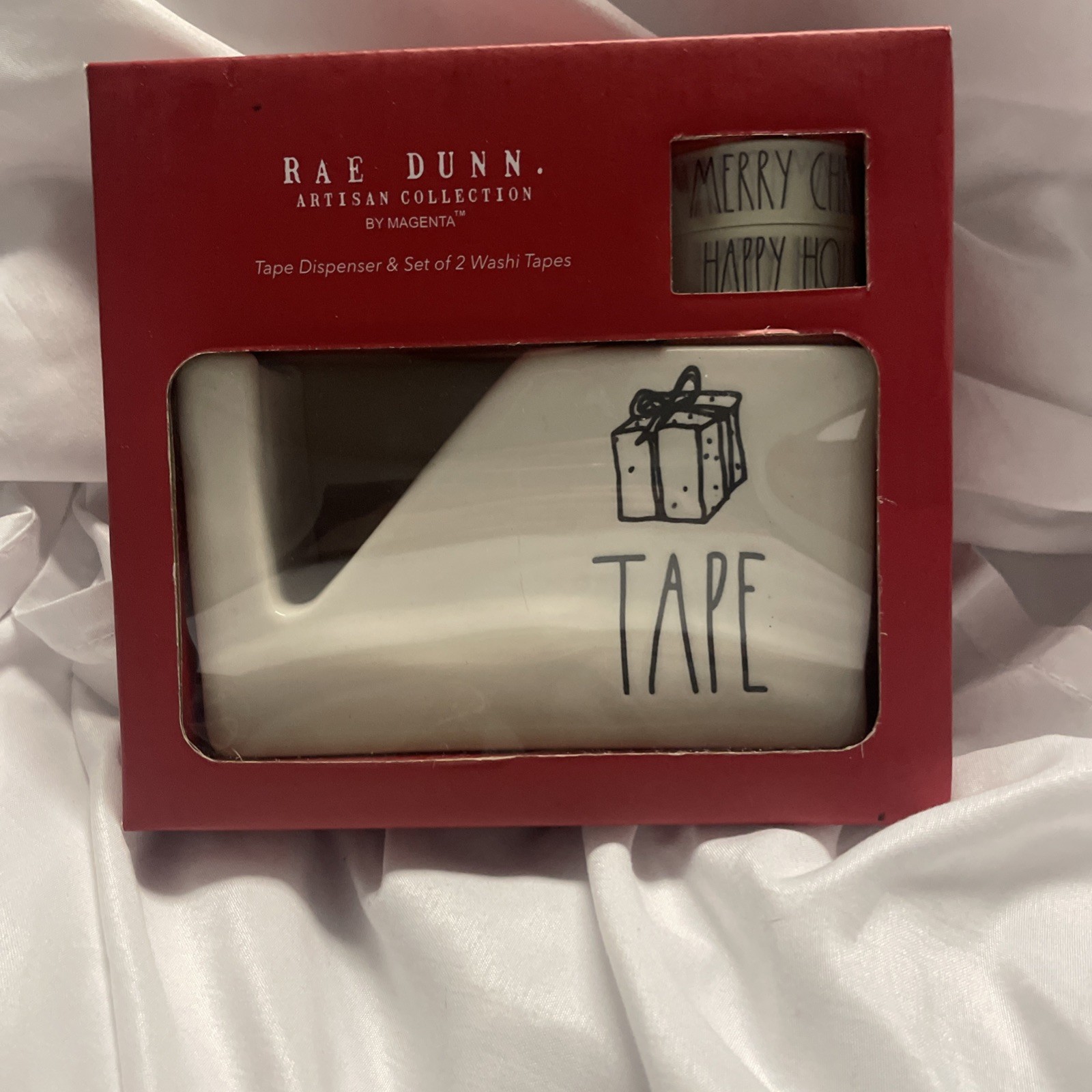 Rae Dunn TAPE Dispenser Rubber Band Tray And Paperclip Tack Tray Office Lot Rare