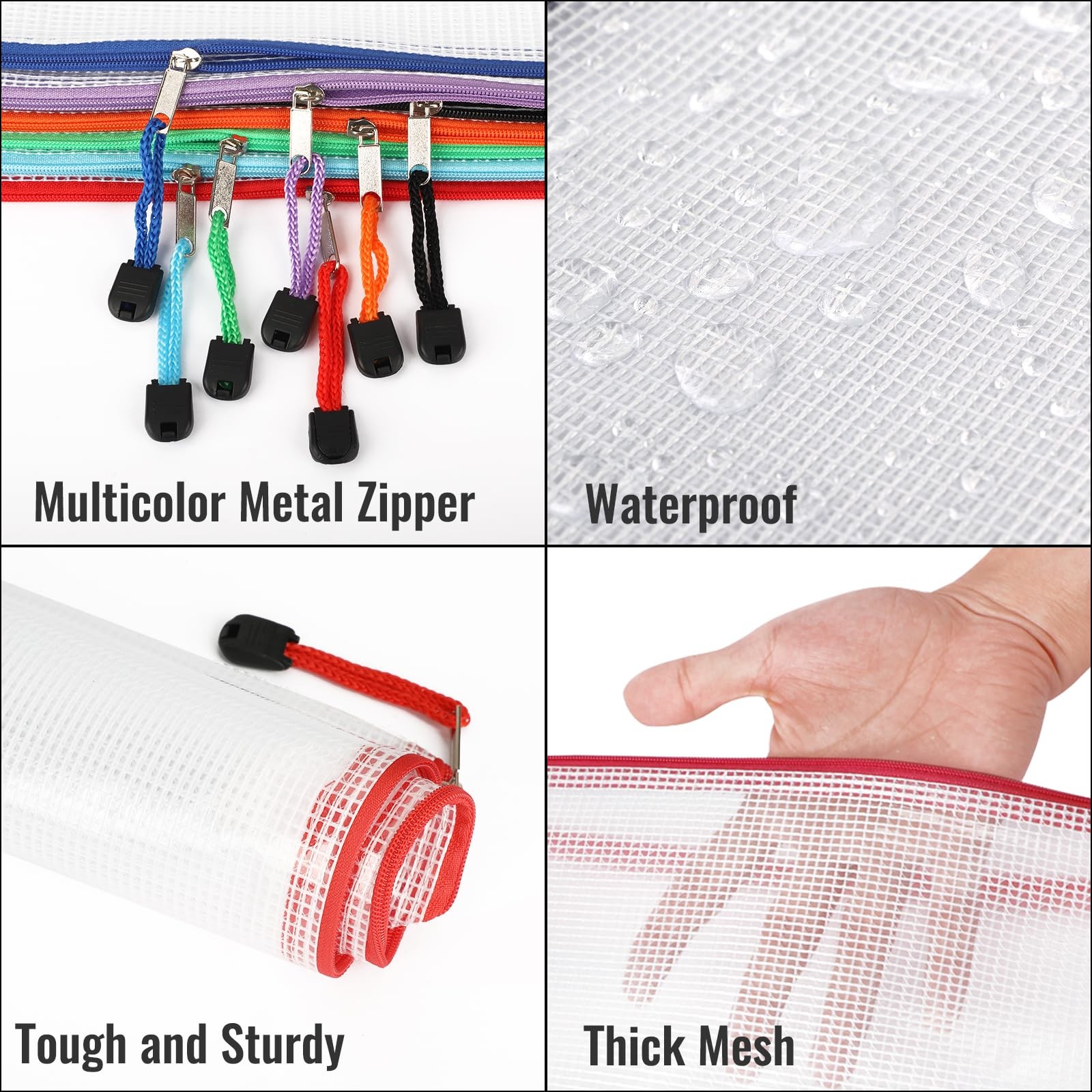 32 PCS Mesh Zipper Pouch Bags Letter A4 Size Office Supplies Organizing File