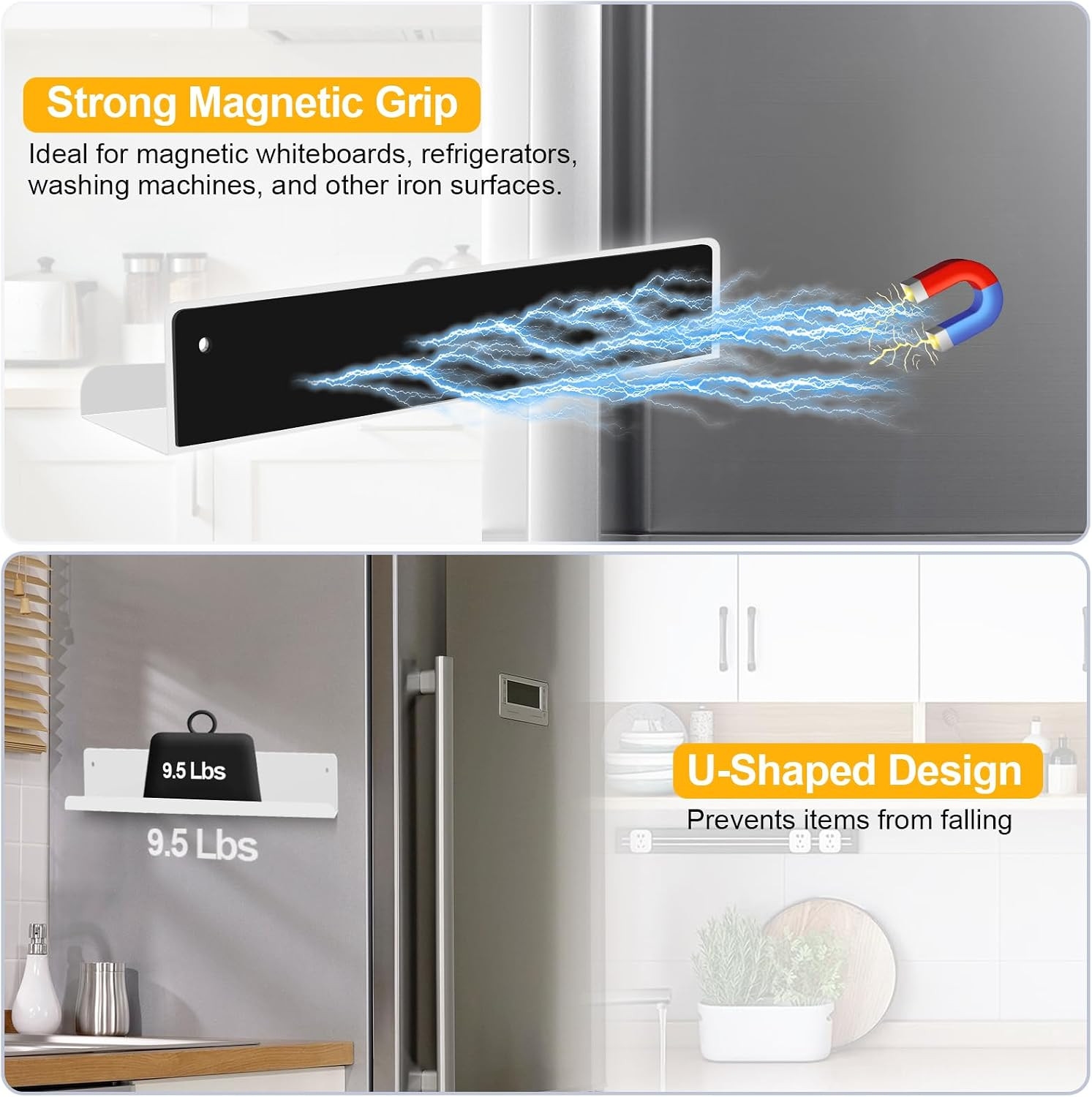 2-Pack Magnetic Book Shelf for Whiteboard – 12 Inch Reusable Metal Magnetic Shel