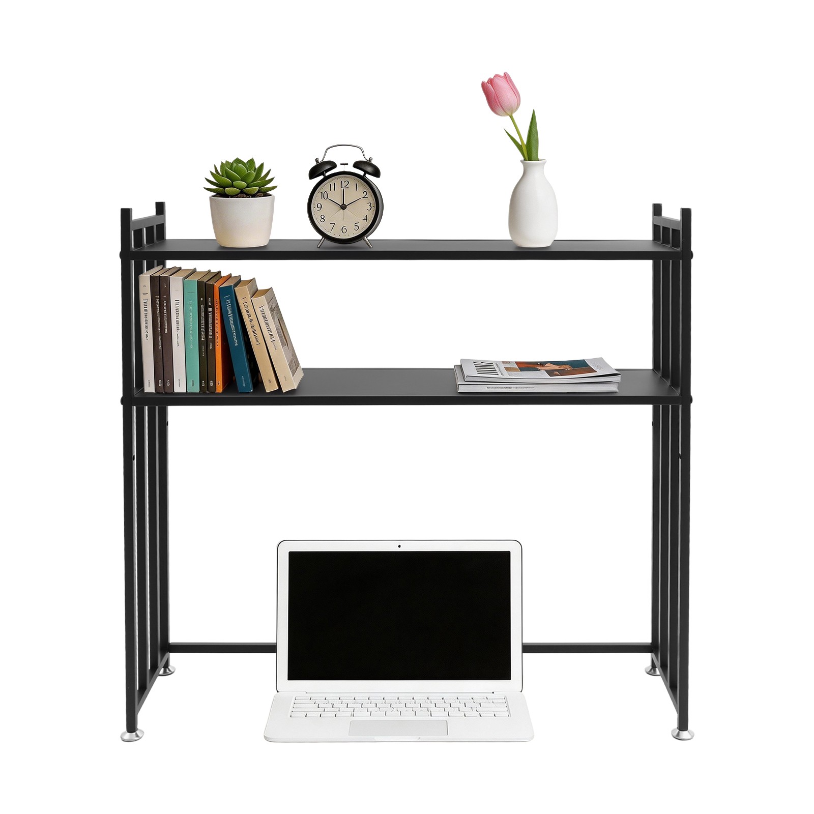 2-Tier Desk Shelf Desktop Bookshelf Storage Organizer Office Metal Rack 110lbs